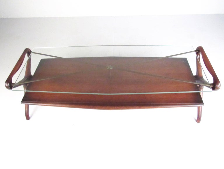 American Vintage Modern Two-Tier Sculptural Coffee Table in the Style of Ico Parisi For Sale