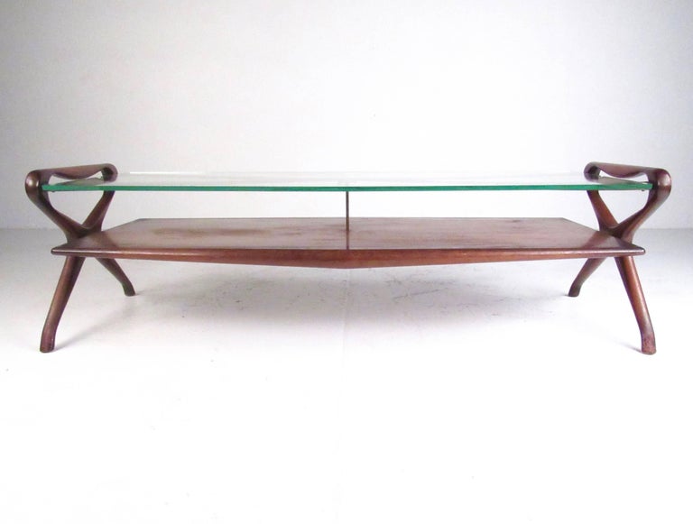 Mid-Century Modern Vintage Modern Two-Tier Sculptural Coffee Table in the Style of Ico Parisi For Sale