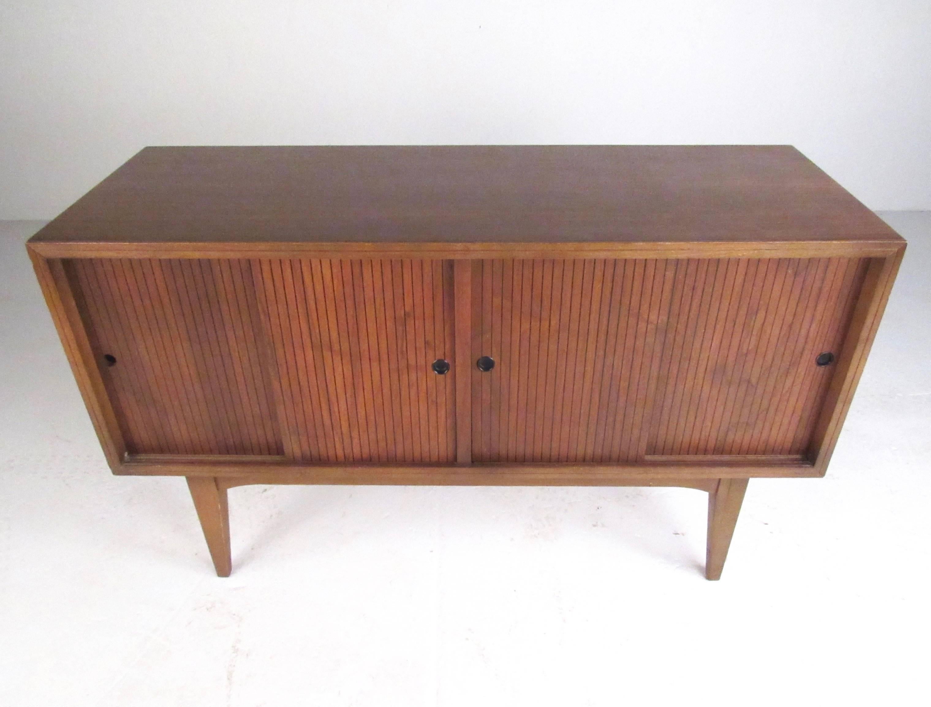 Mid-Century Modern Vintage Modern Sliding Door Credenza by Lane