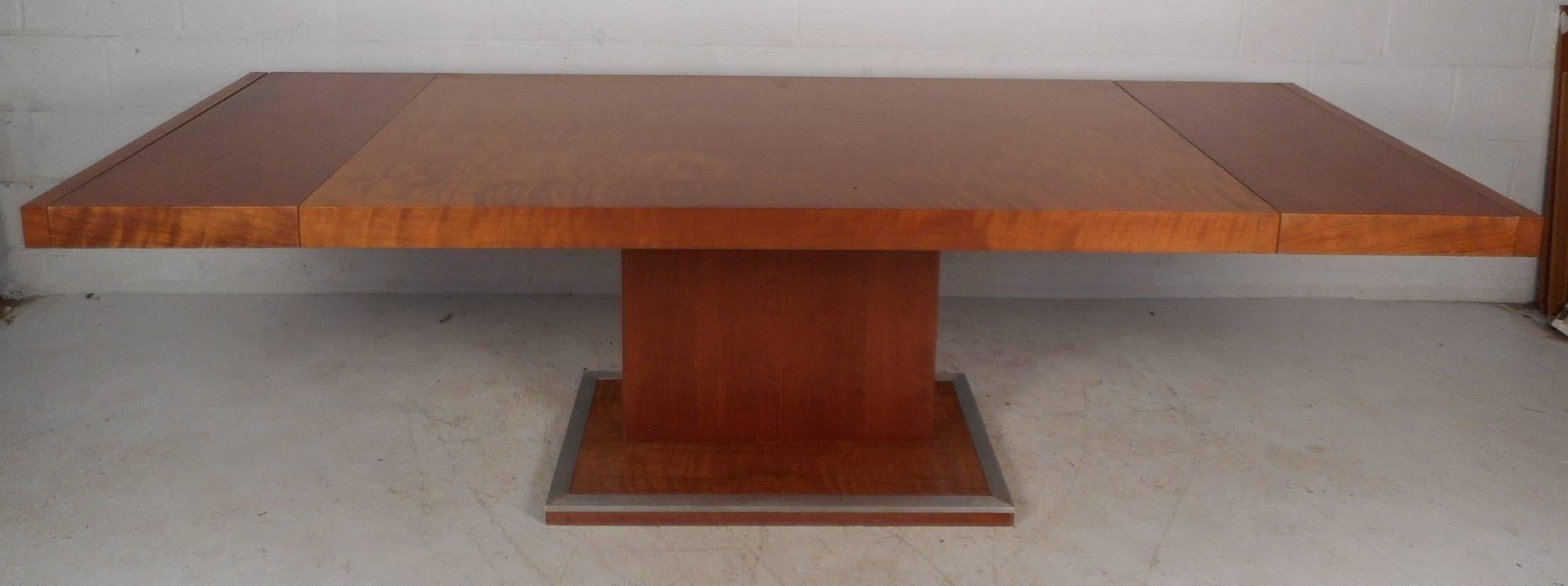 Metal Mid-Century Modern Burl Dining Table