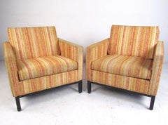 Pair of Vintage Modern Club Chairs with Kravet Upholstery