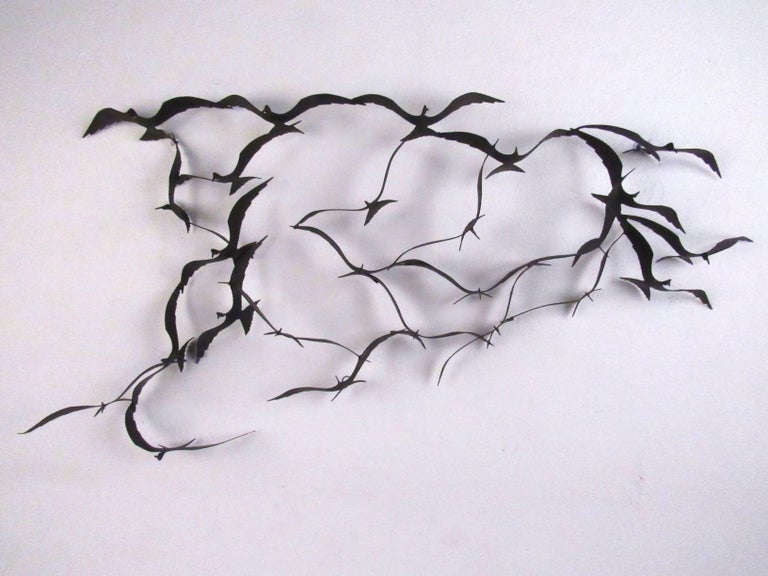 Vintage Modern Metal Wall Art Birds in Flight For Sale at 1stDibs