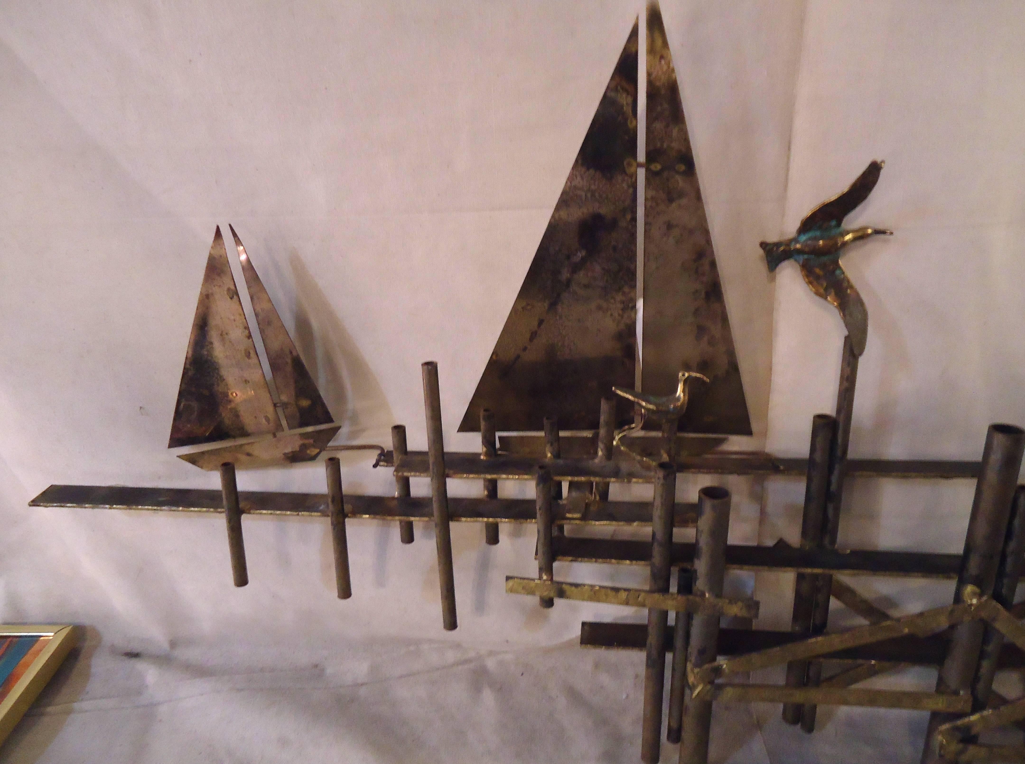 Mid-Century Metal Wall Sculpture by C Jere In Good Condition In Brooklyn, NY