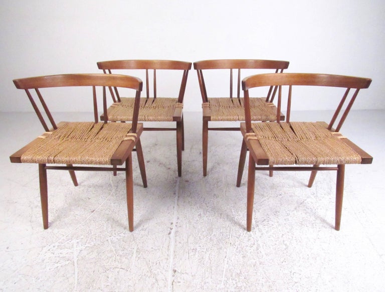 Set of Nakashima Grass Seat Dining Chairs For Sale at 1stDibs