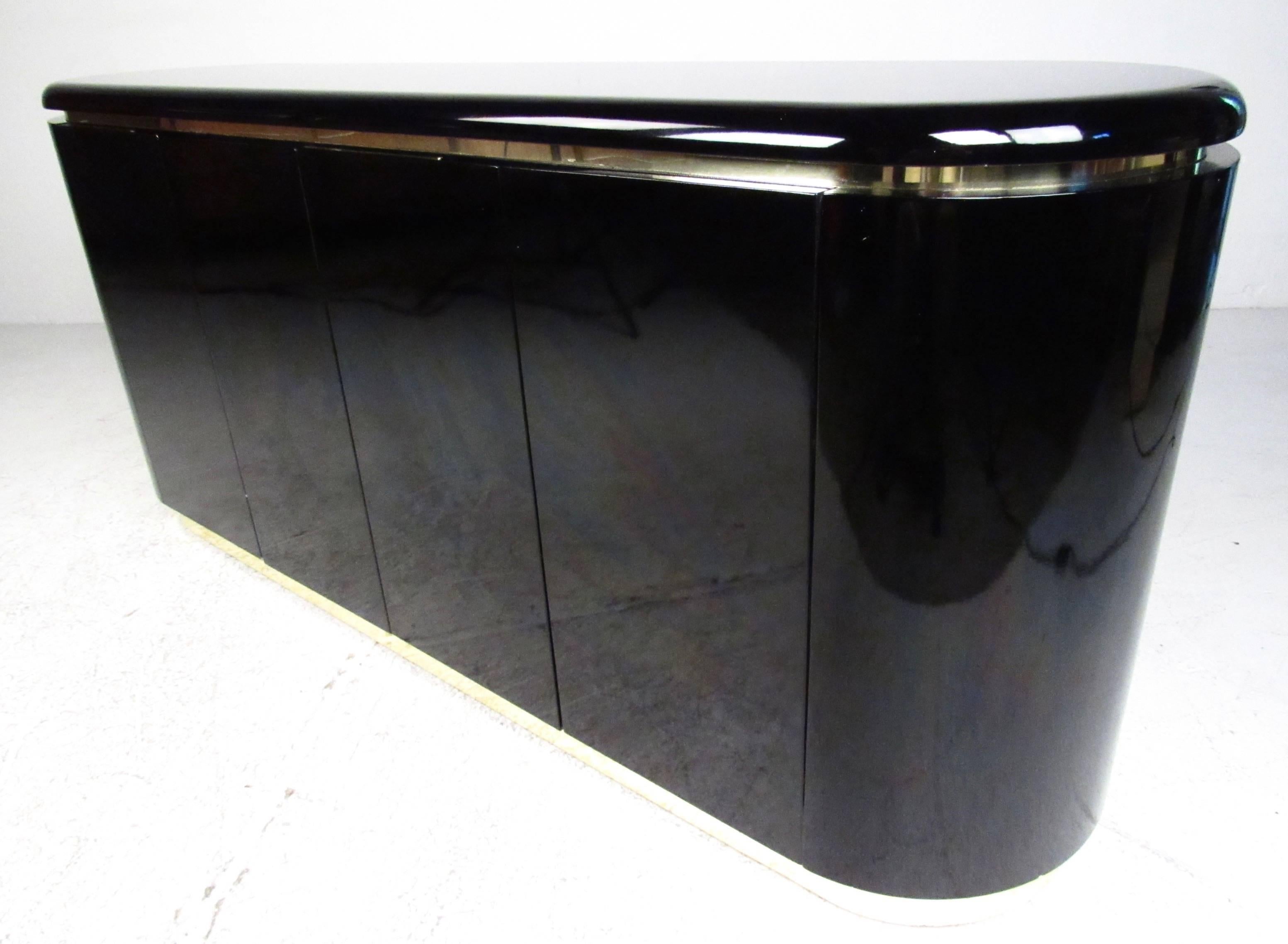 Contemporary Modern Black Lacquer Sideboard 1