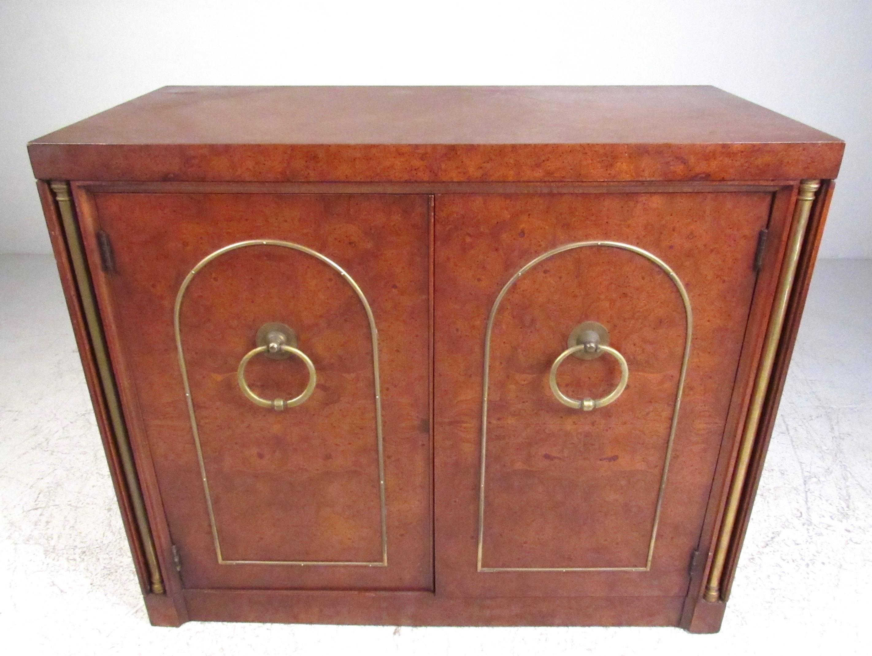 Mid-Century Modern Mastercraft Style Burl Wood Cabinet 4