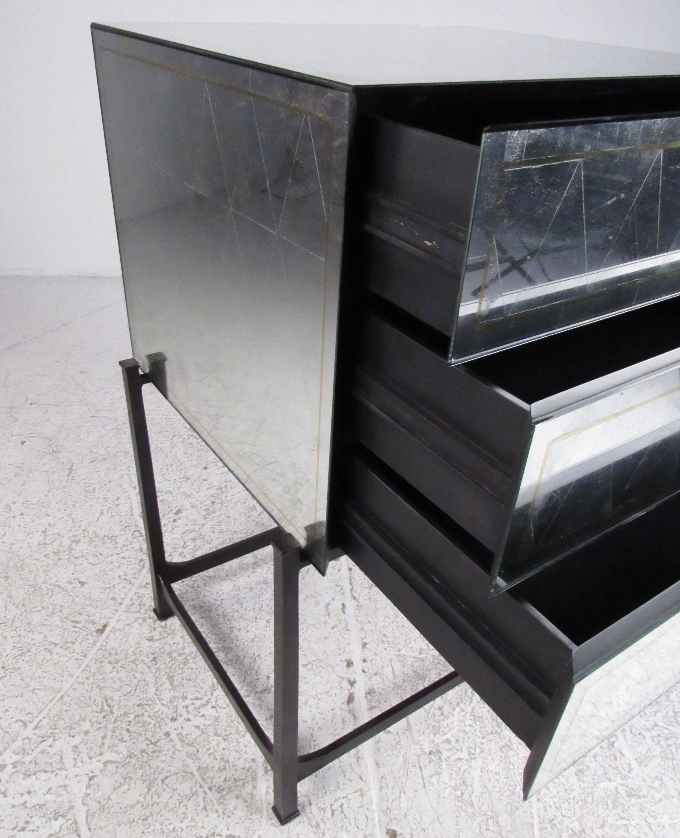 20th Century Contemporary Modern Mirrored Chest of Drawers