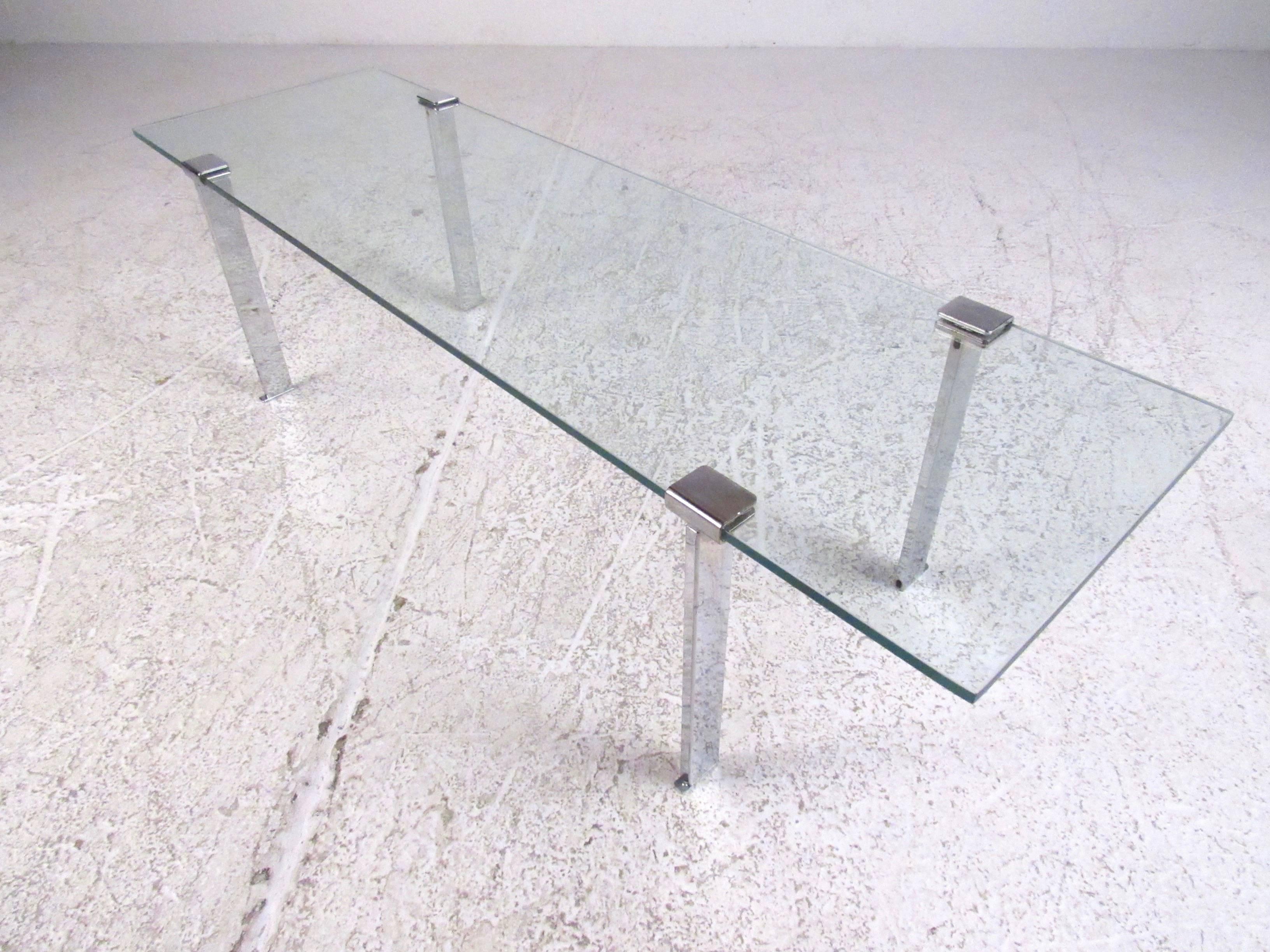 Mid-Century Modern Vintage Modern Chrome and Glass Cocktail Table