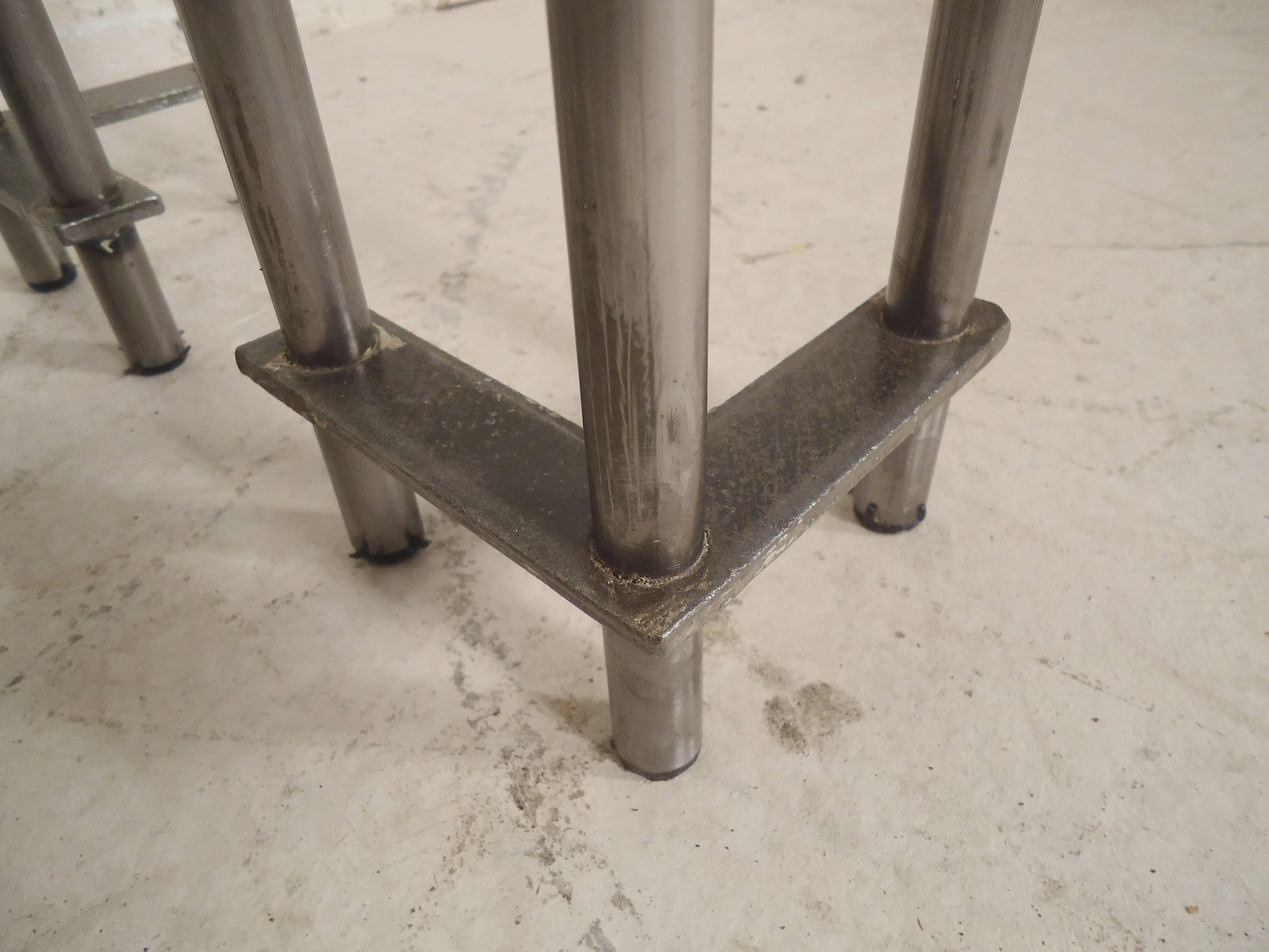 Industrial Refinished Metal Console Table For Sale