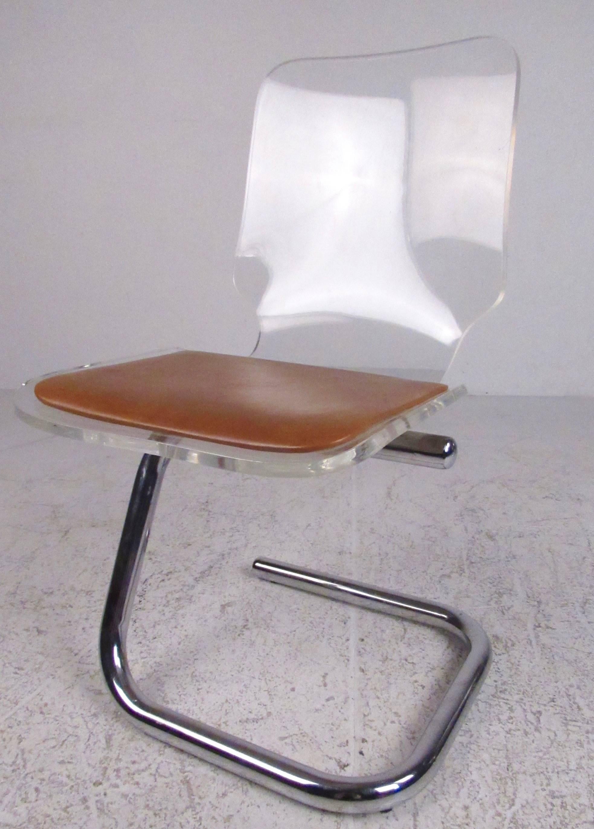 American Luigi Bandini Dining Chairs in Lucite and Chrome