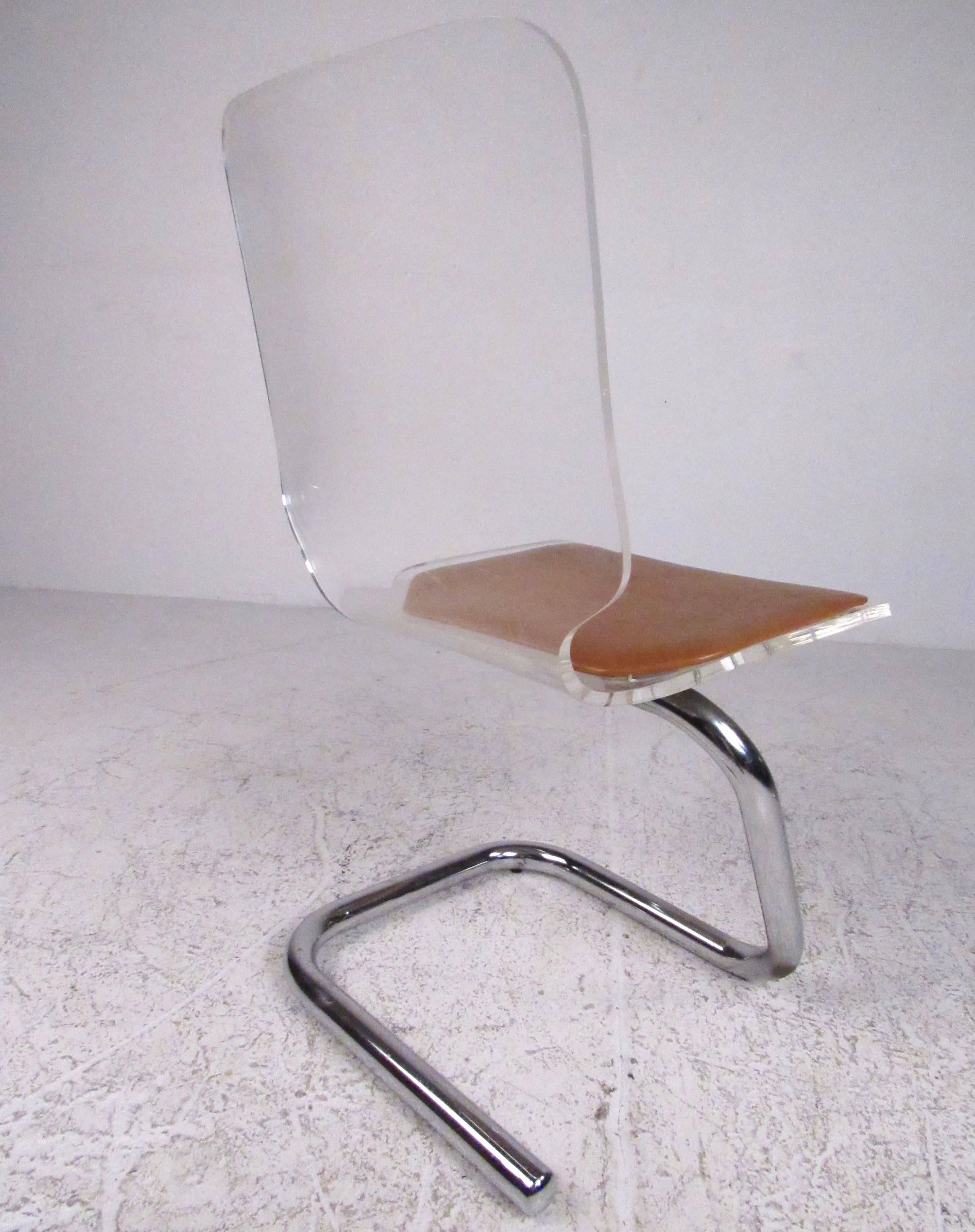 Late 20th Century Luigi Bandini Dining Chairs in Lucite and Chrome