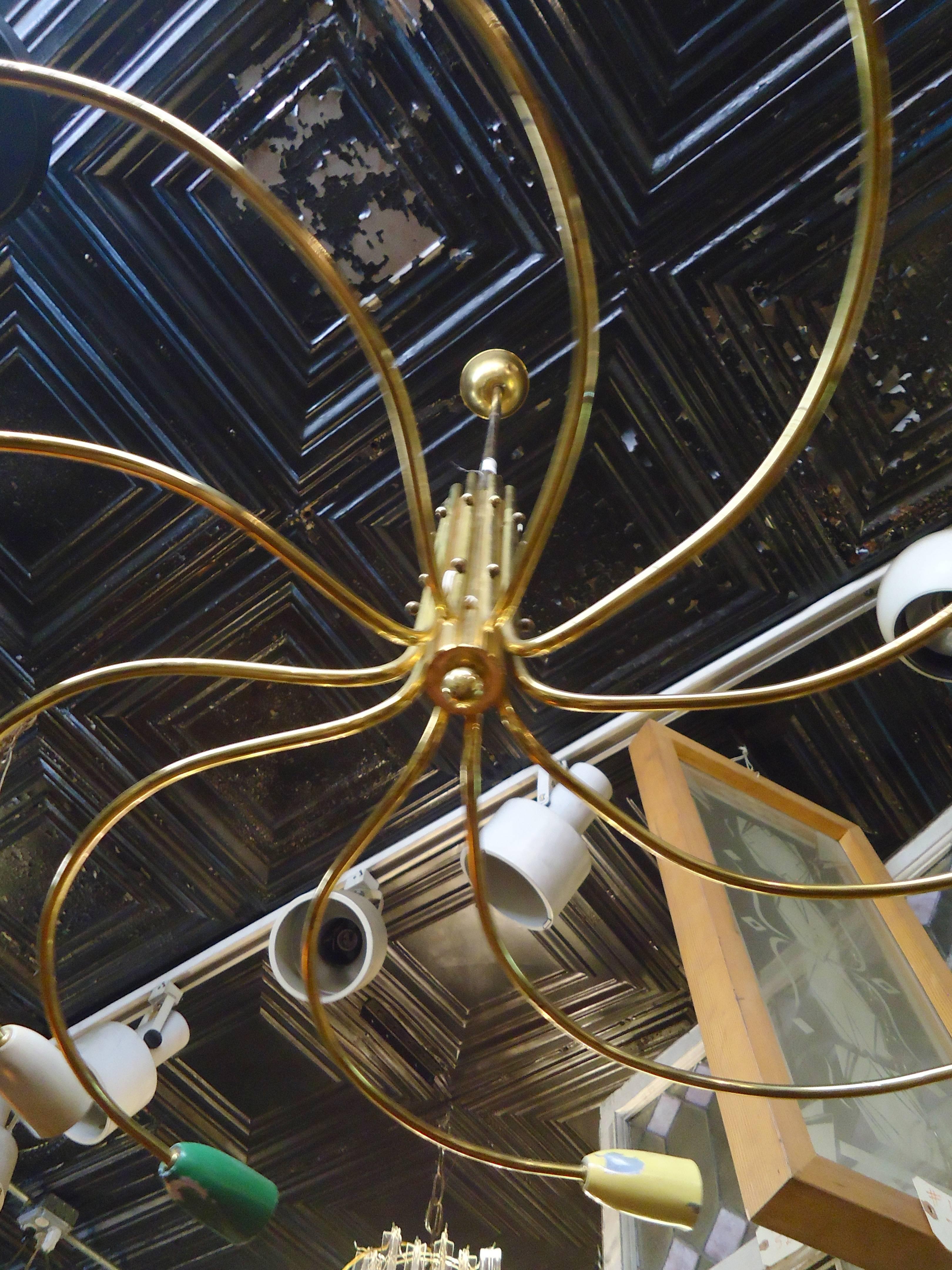Mid-20th Century Italian Sputnik Style Brass Chandelier