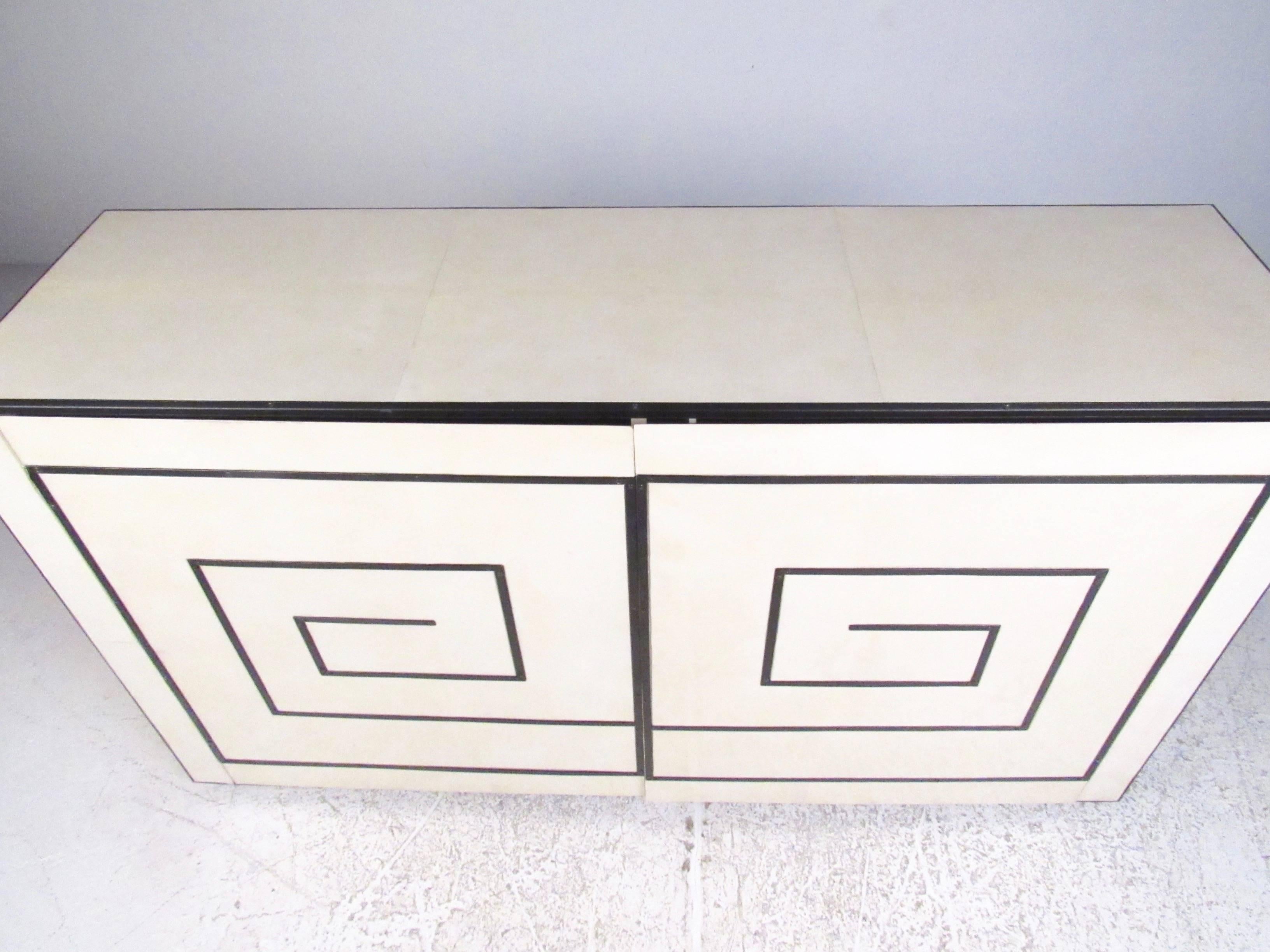 Contemporary Stylish Modern Parchment Credenza For Sale