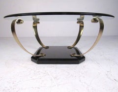 Vintage Regency Style Brass and Glass Cocktail Table