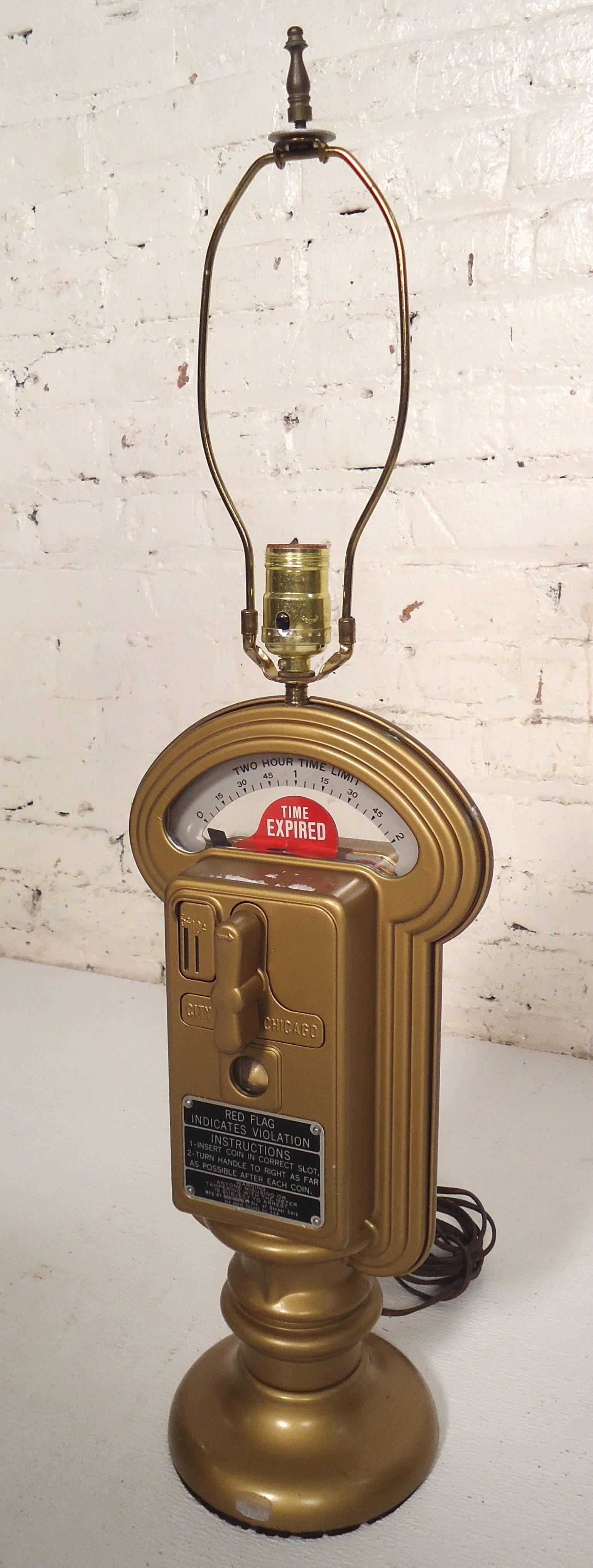 This vintage Duncan Miller city of Chicago parking meter table lamp is very unique, features many parking meter attributes, a heavy body, made from a real Chicago parking meter.

(Please confirm item location NY or NJ with dealer).