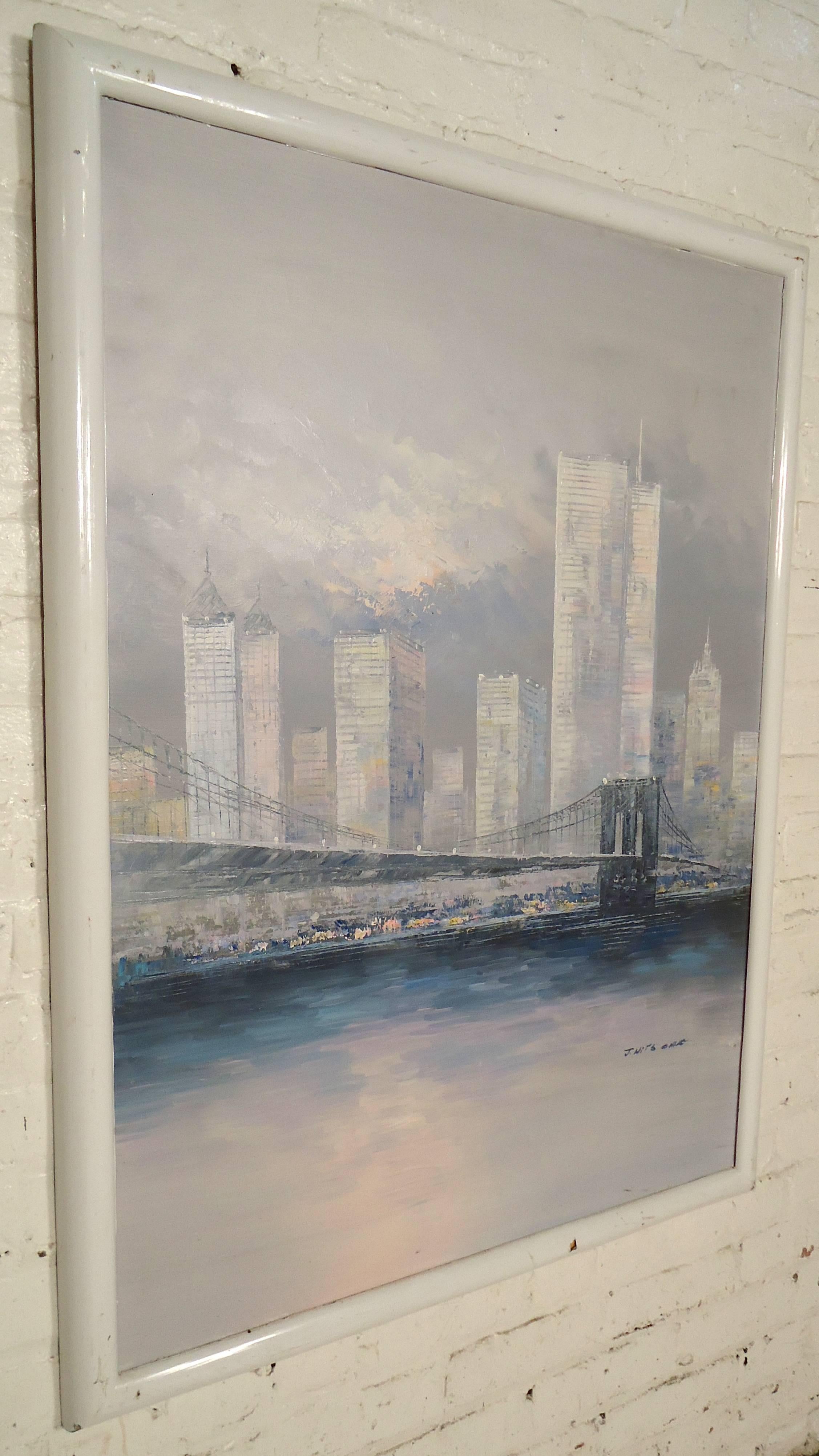 Manhattan City Skyline Painting In Good Condition For Sale In Brooklyn, NY