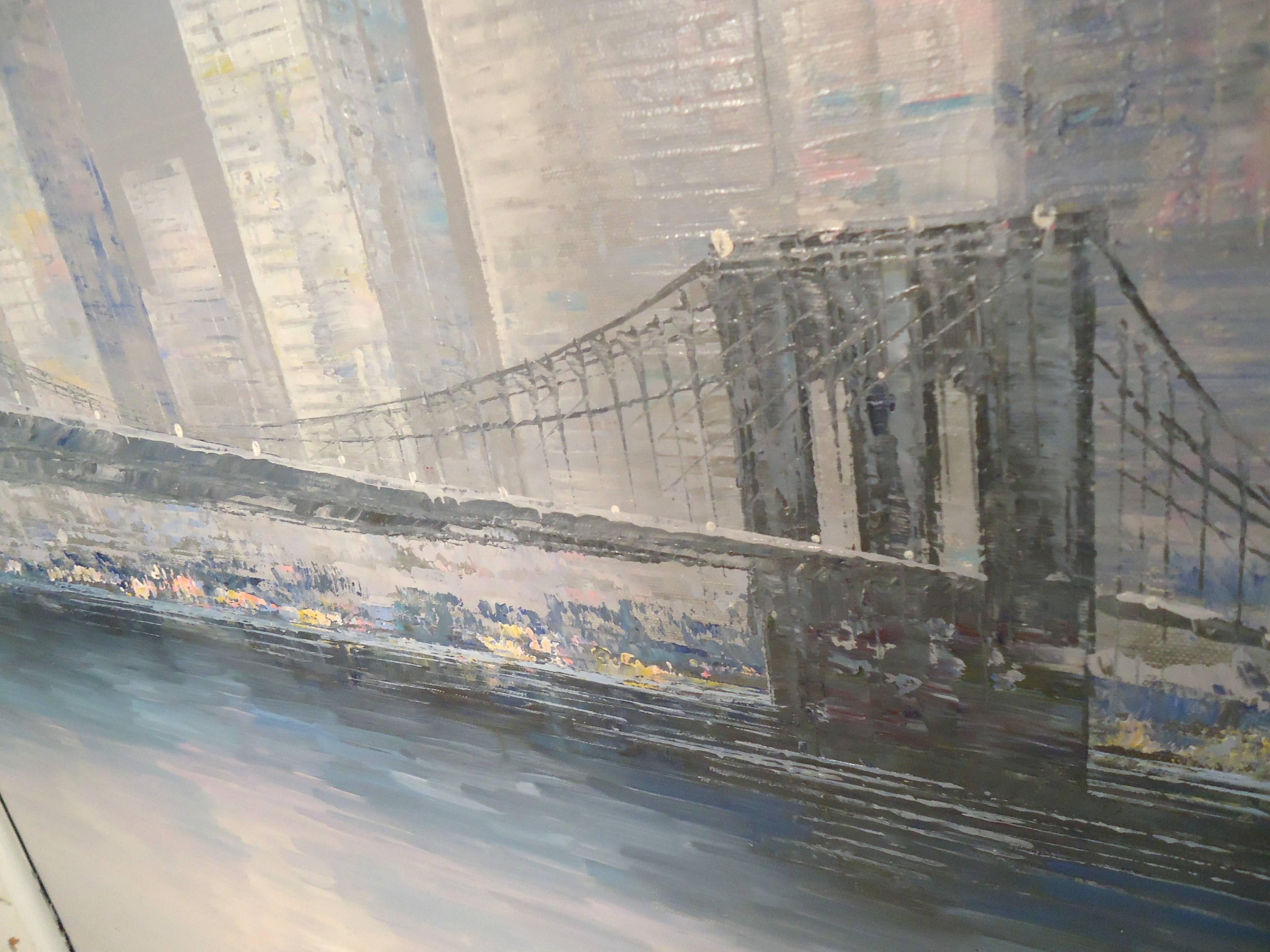 Peinture d'une ligne d'horizon de Manhattan en vente 1