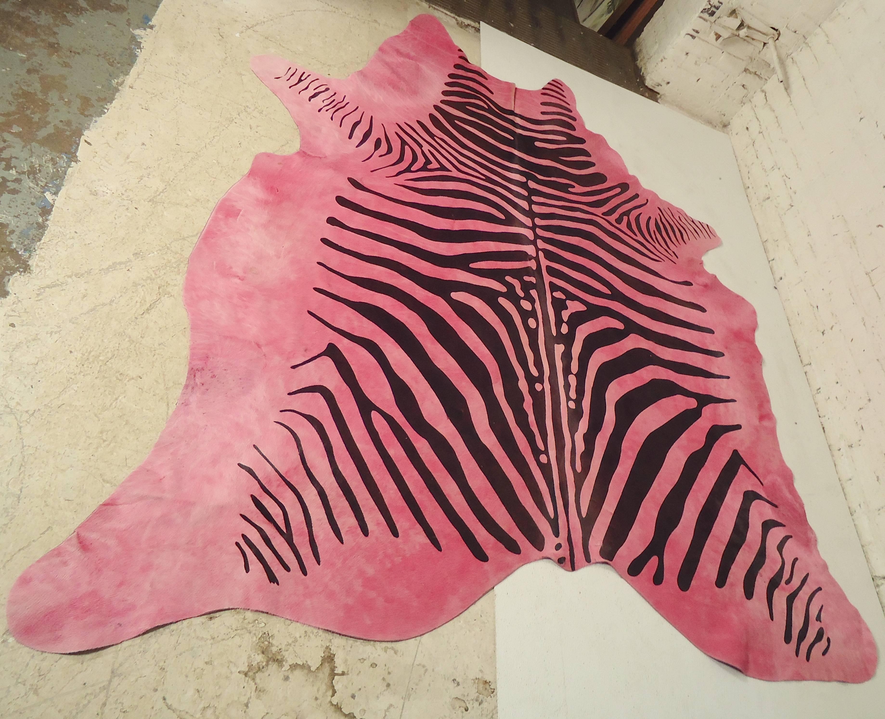 This fun zebra print rug has a wild pink color. Great contrast between the black and pink.

(Please confirm item location, NY or NJ, with dealer).
 