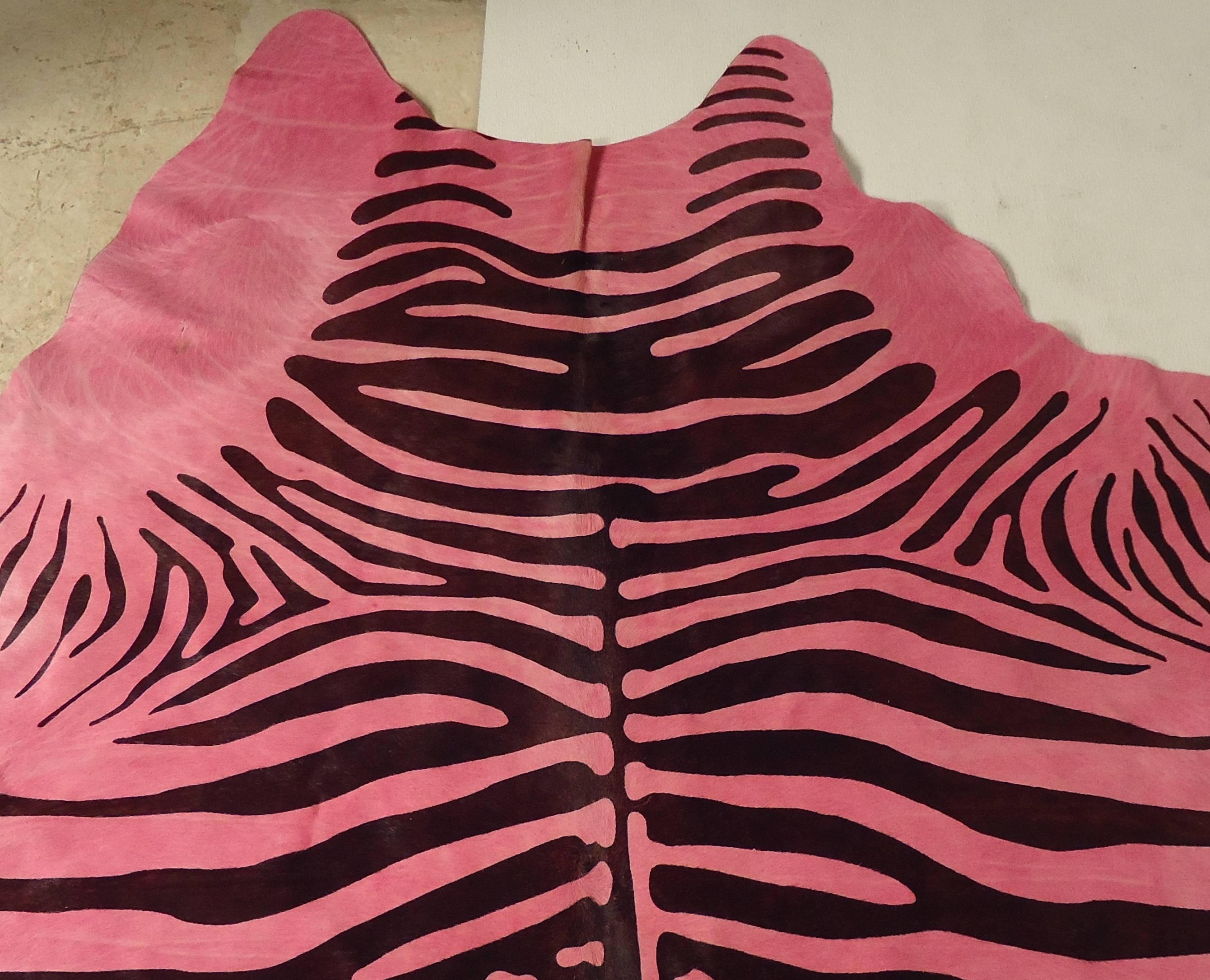 Vibrant Pink Zebra Rug In Good Condition In Brooklyn, NY