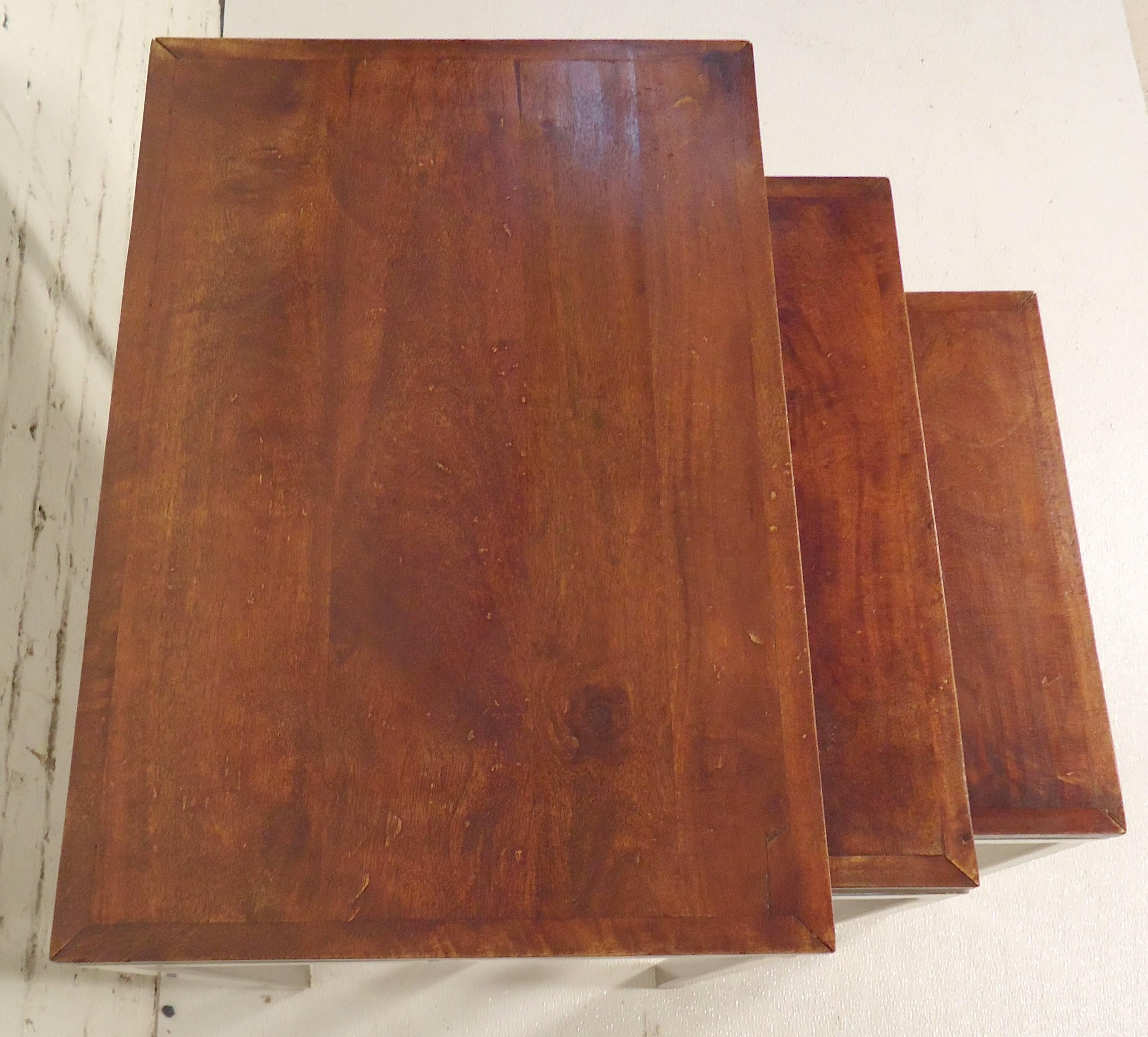 Mid-Century Modern Set of Wood Top Nesting Tables