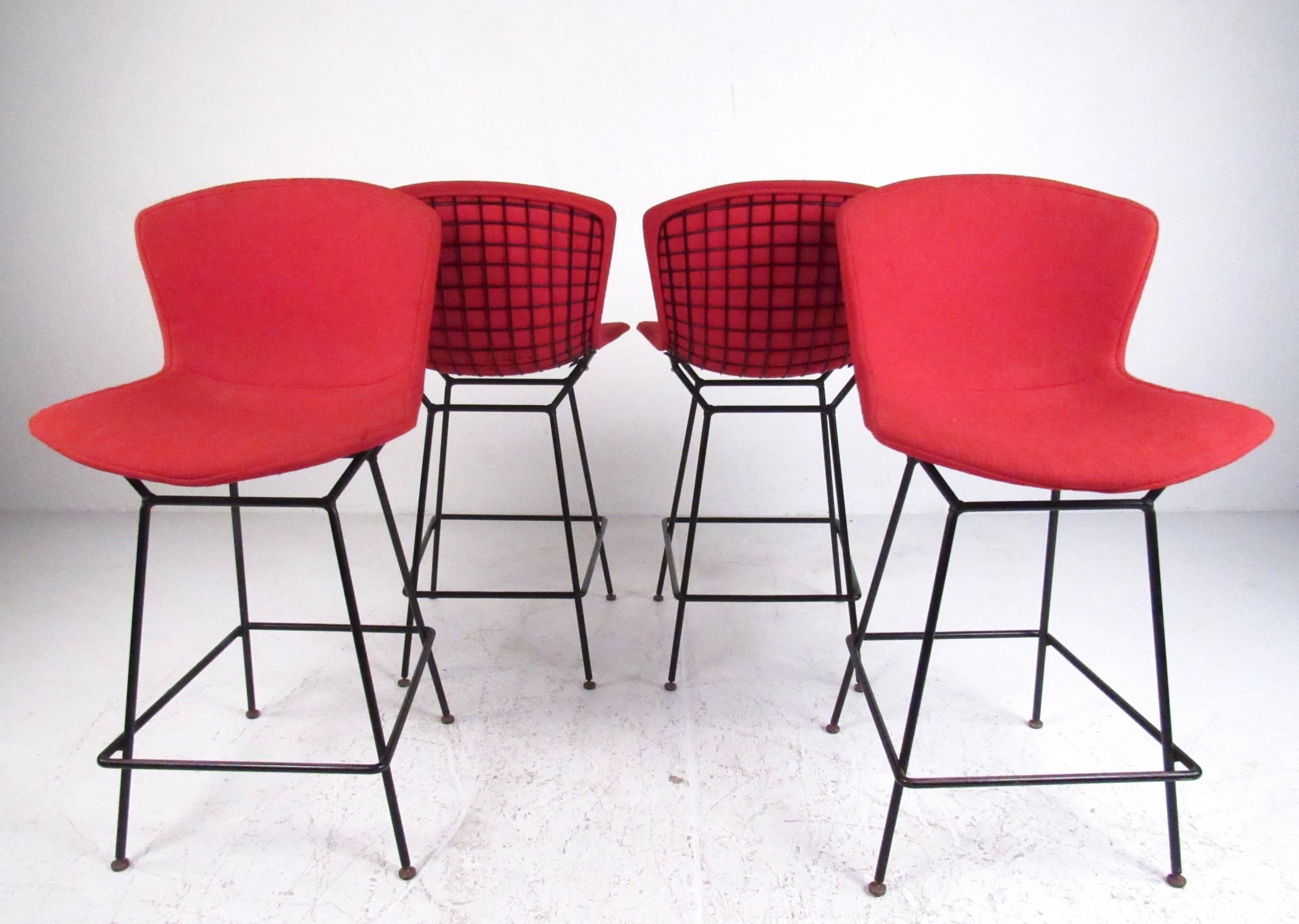 Mid-Century Modern Set of Steel Wire Barstools by Harry Bertoia for Knoll Associates