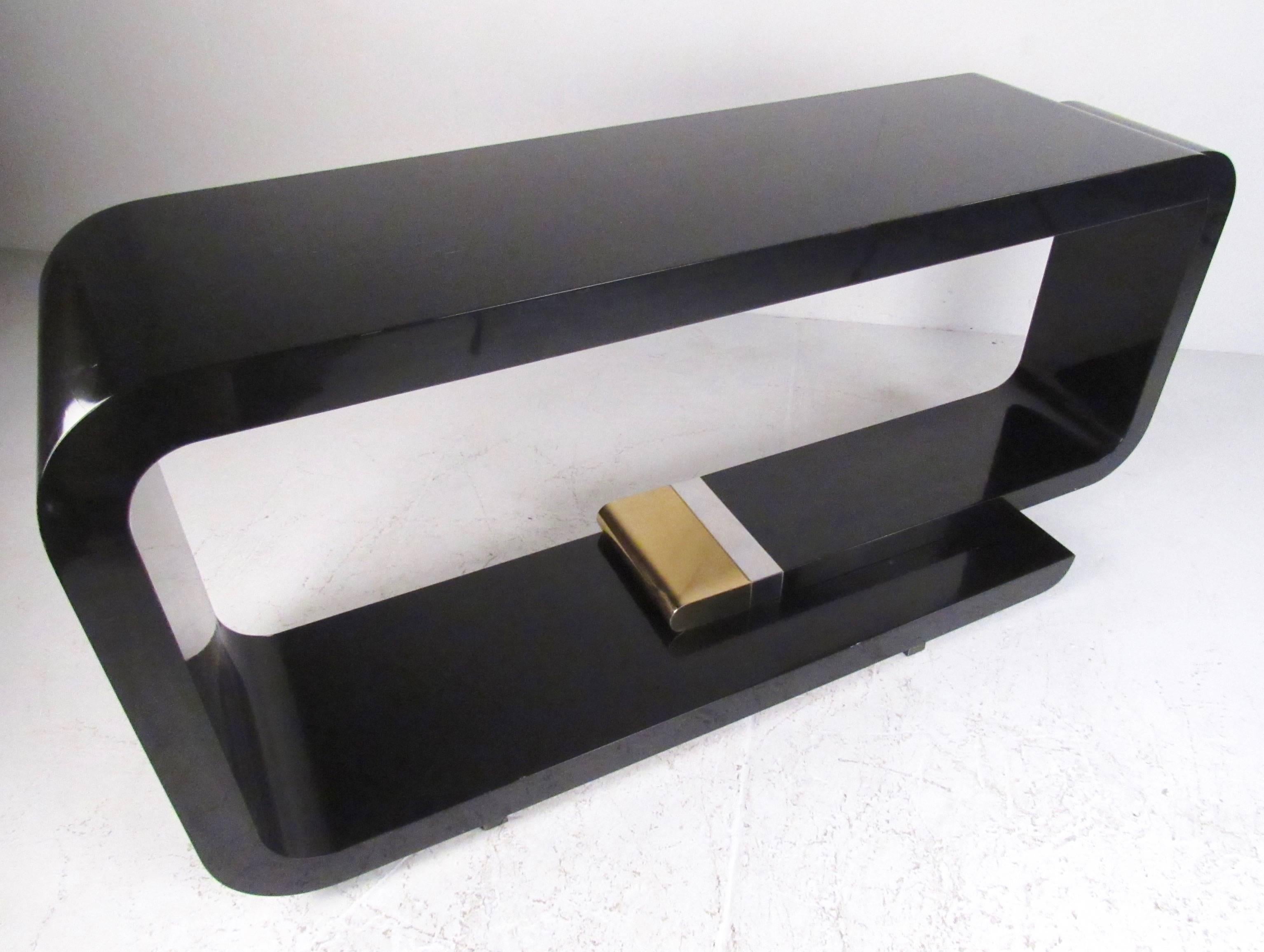 Américain Superbe table console moderne avec miroir d'entrée d'après Jean Claude Mahey en vente