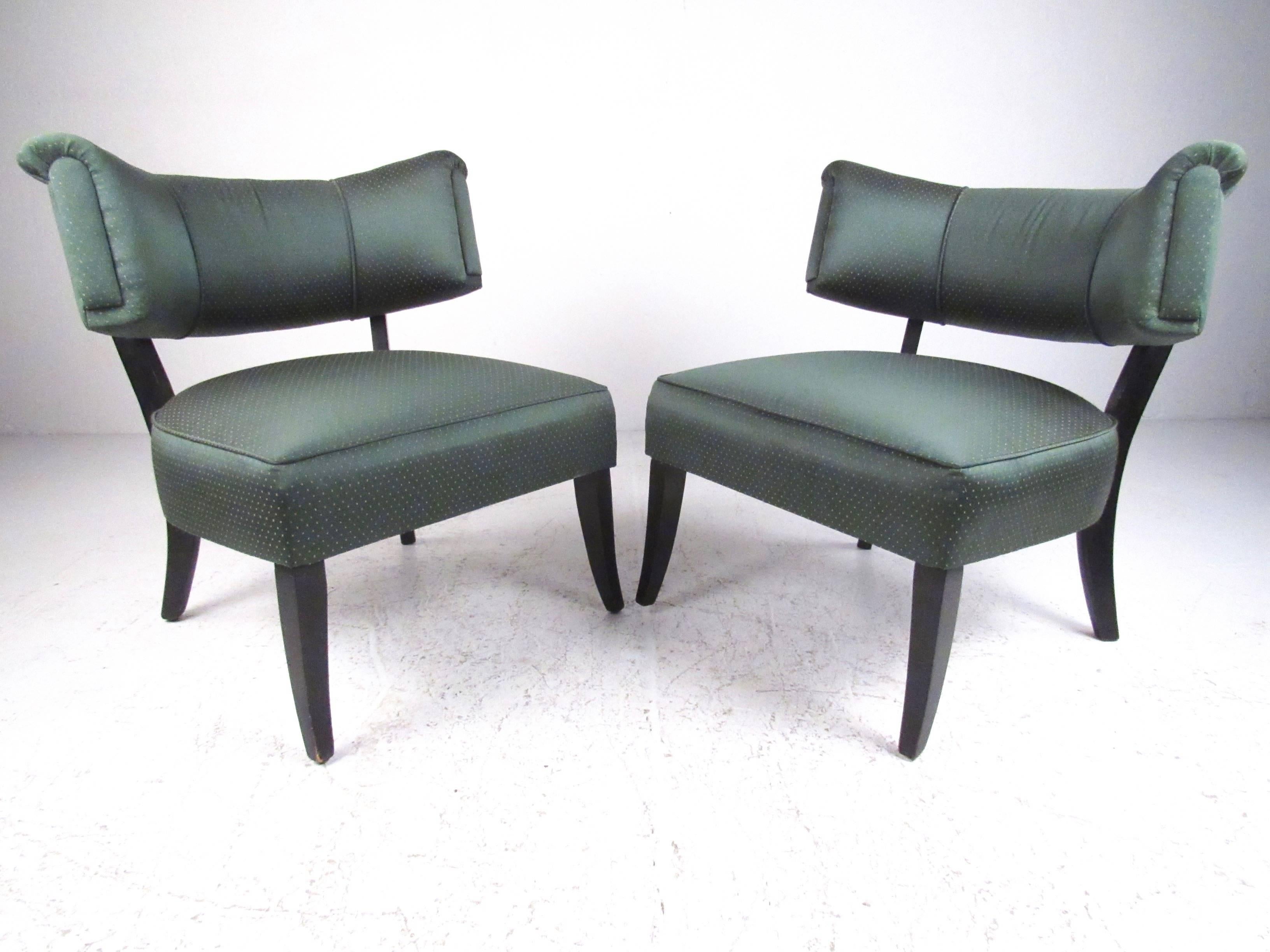 Stylish Pair of Vintage Art Deco Slipper Chairs 4