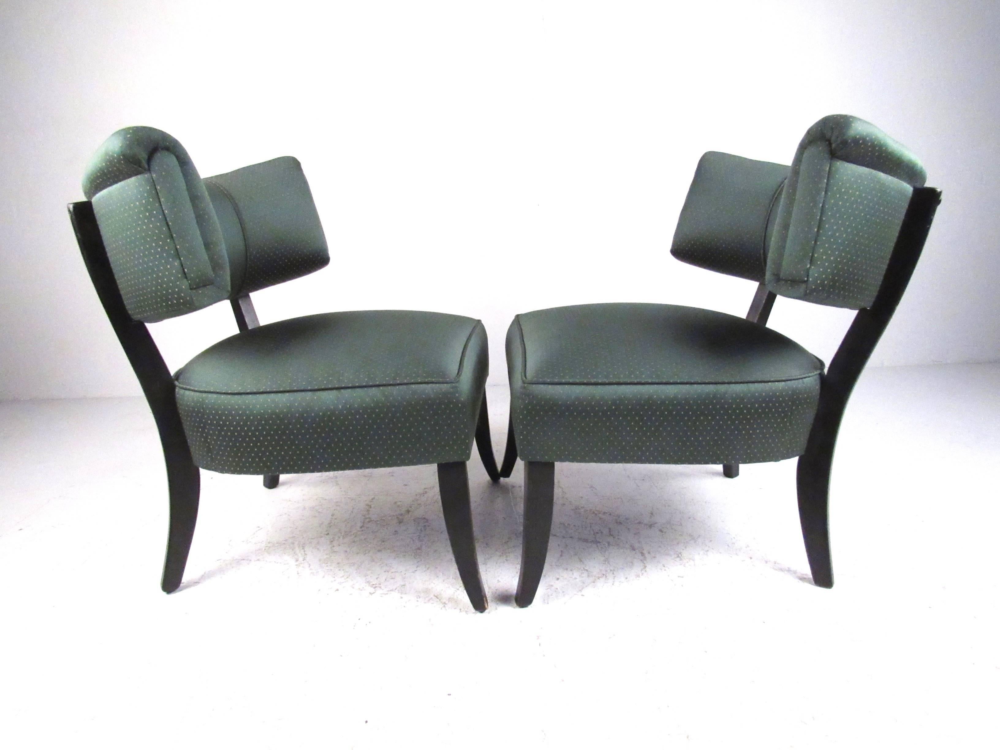 Stylish Pair of Vintage Art Deco Slipper Chairs 3