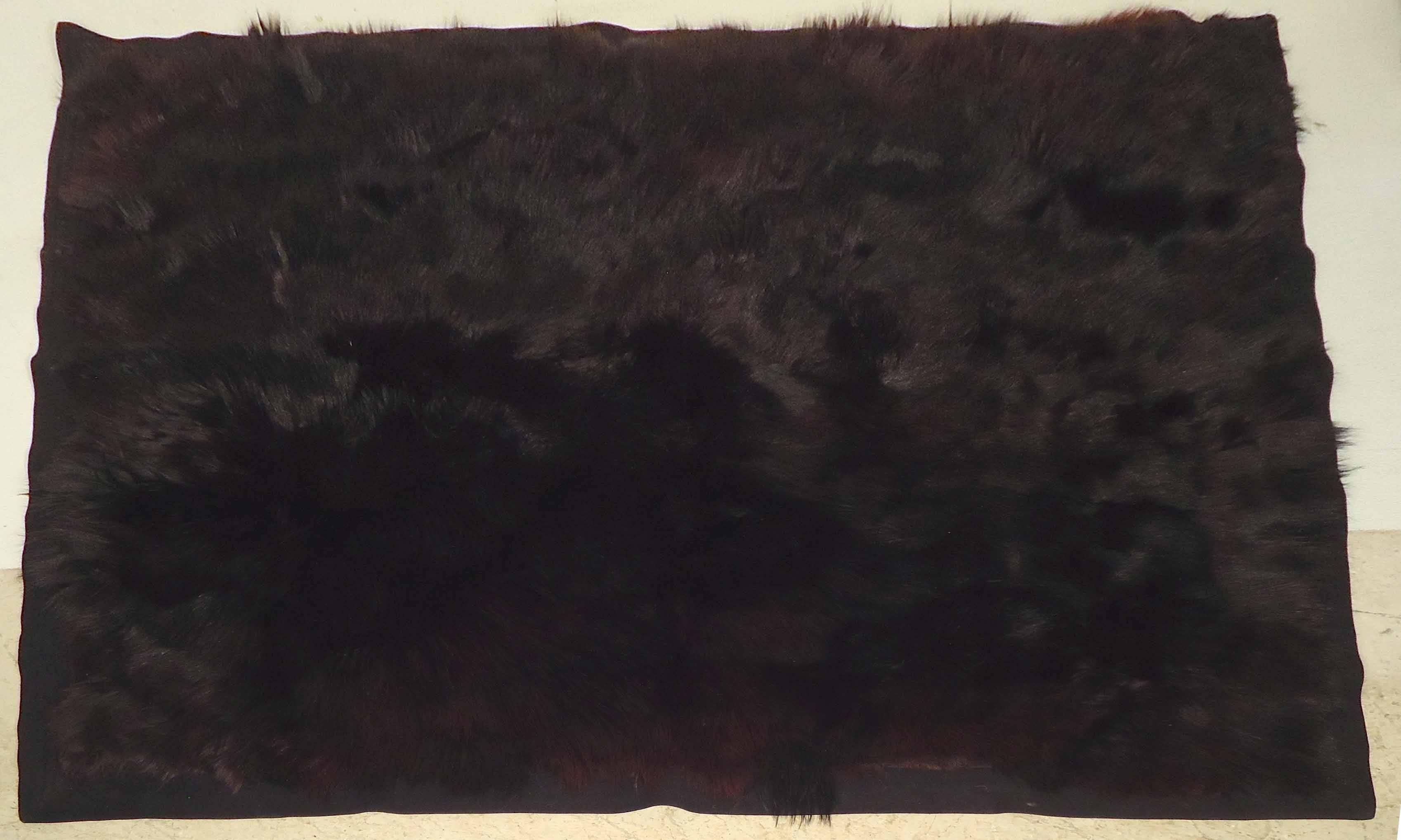Black bear skin rug with long, soft fur. 

(Please confirm item location, NY or NJ, with dealer).
 