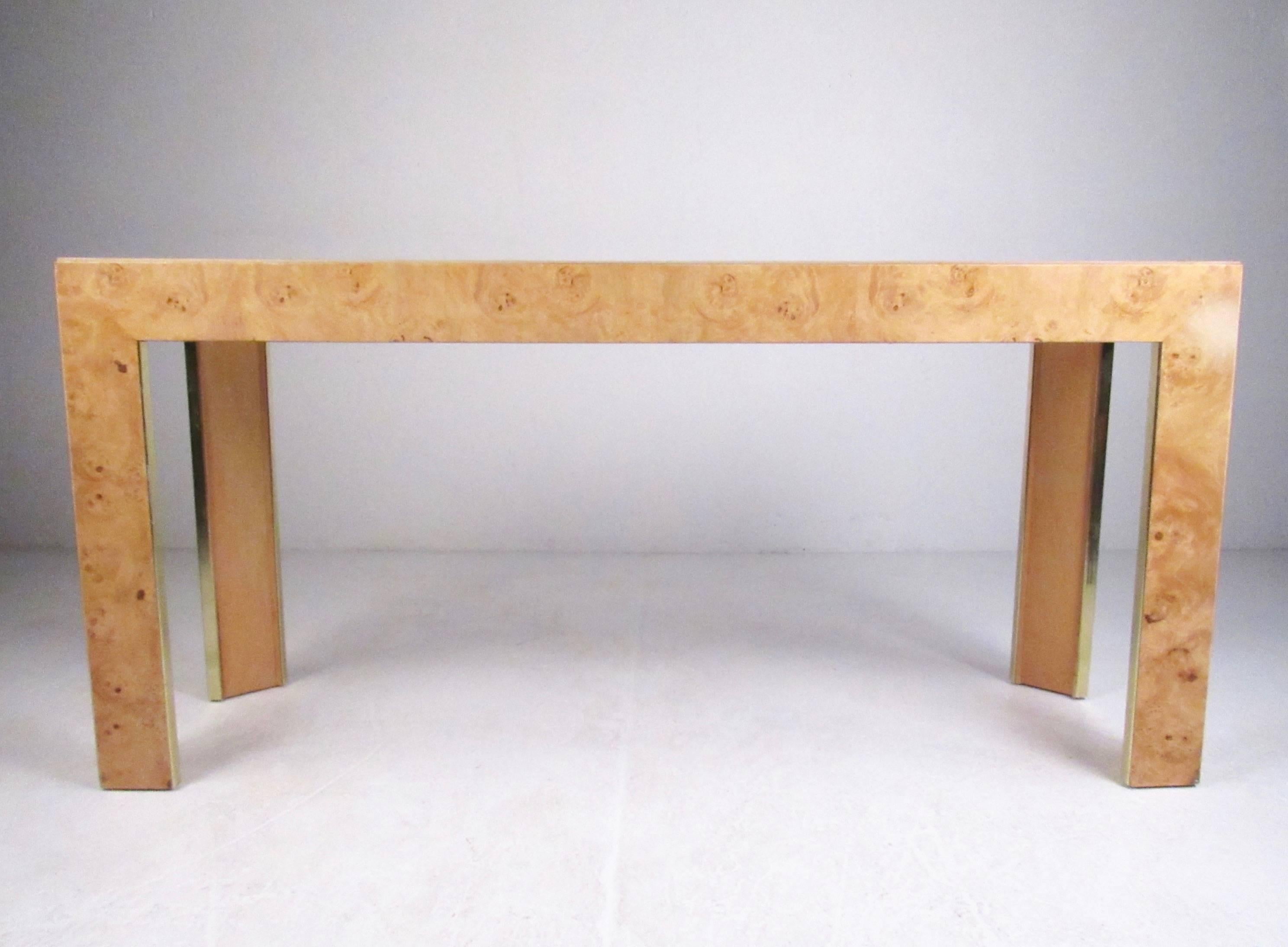 20th Century   Burl Mid-Century Console Table by Thomasville