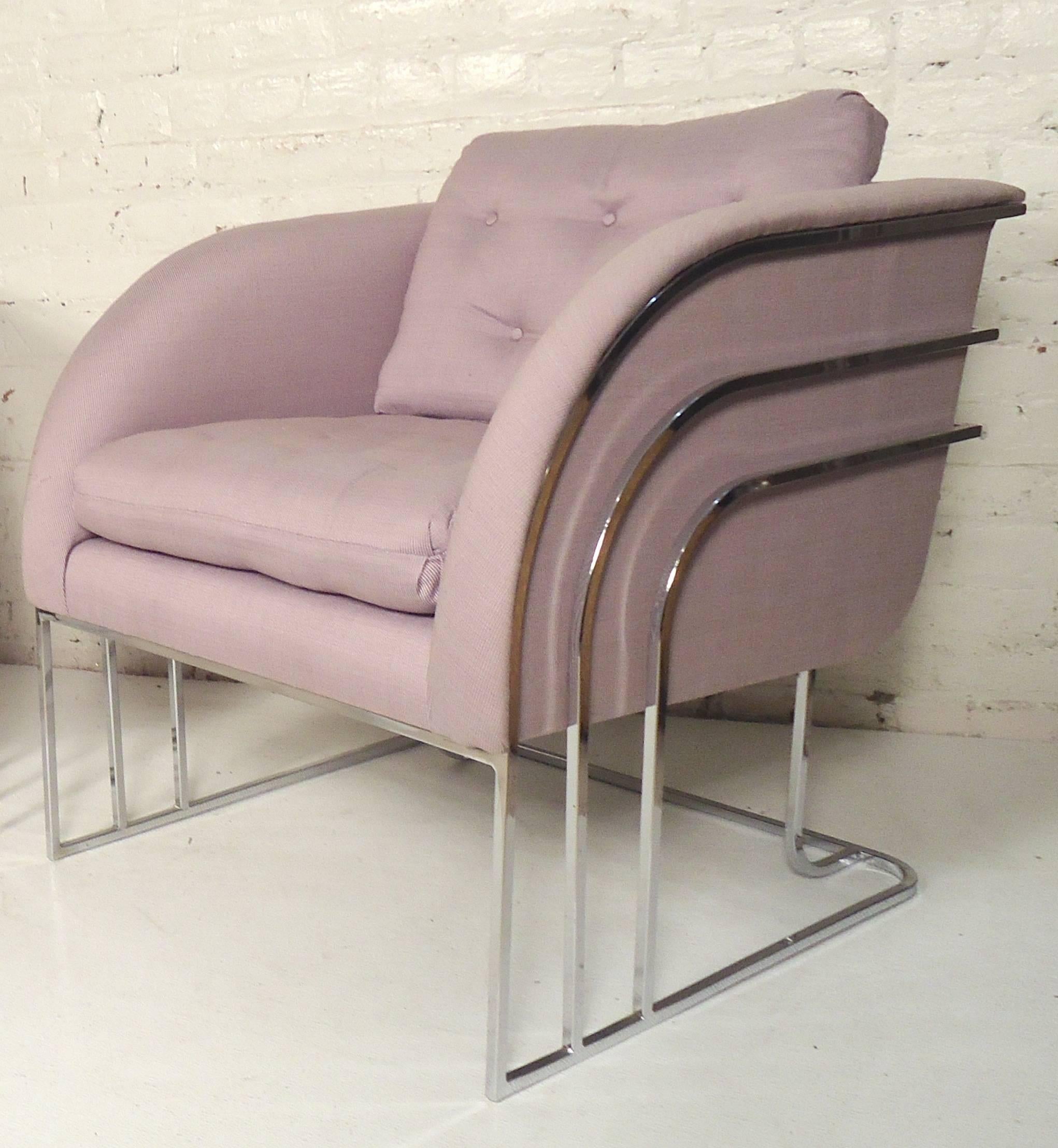 Mid-Century moderno Sedie da club cromate a cascata di George Mergenov per Weiman/Warren Lloyd in vendita
