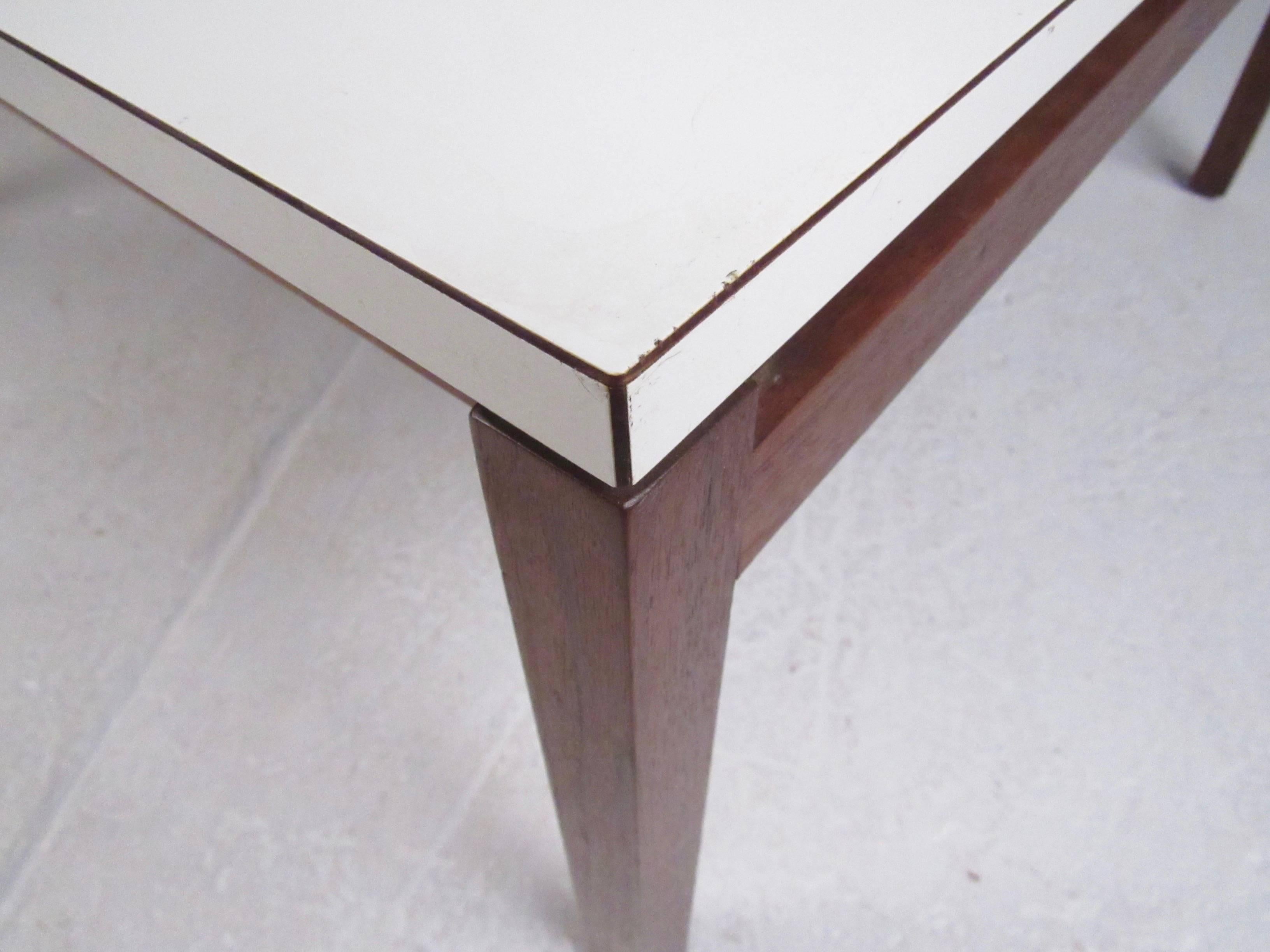 Wood Vintage Modern Black and White Coffee Table by Lewis Butler for Knoll Associates For Sale