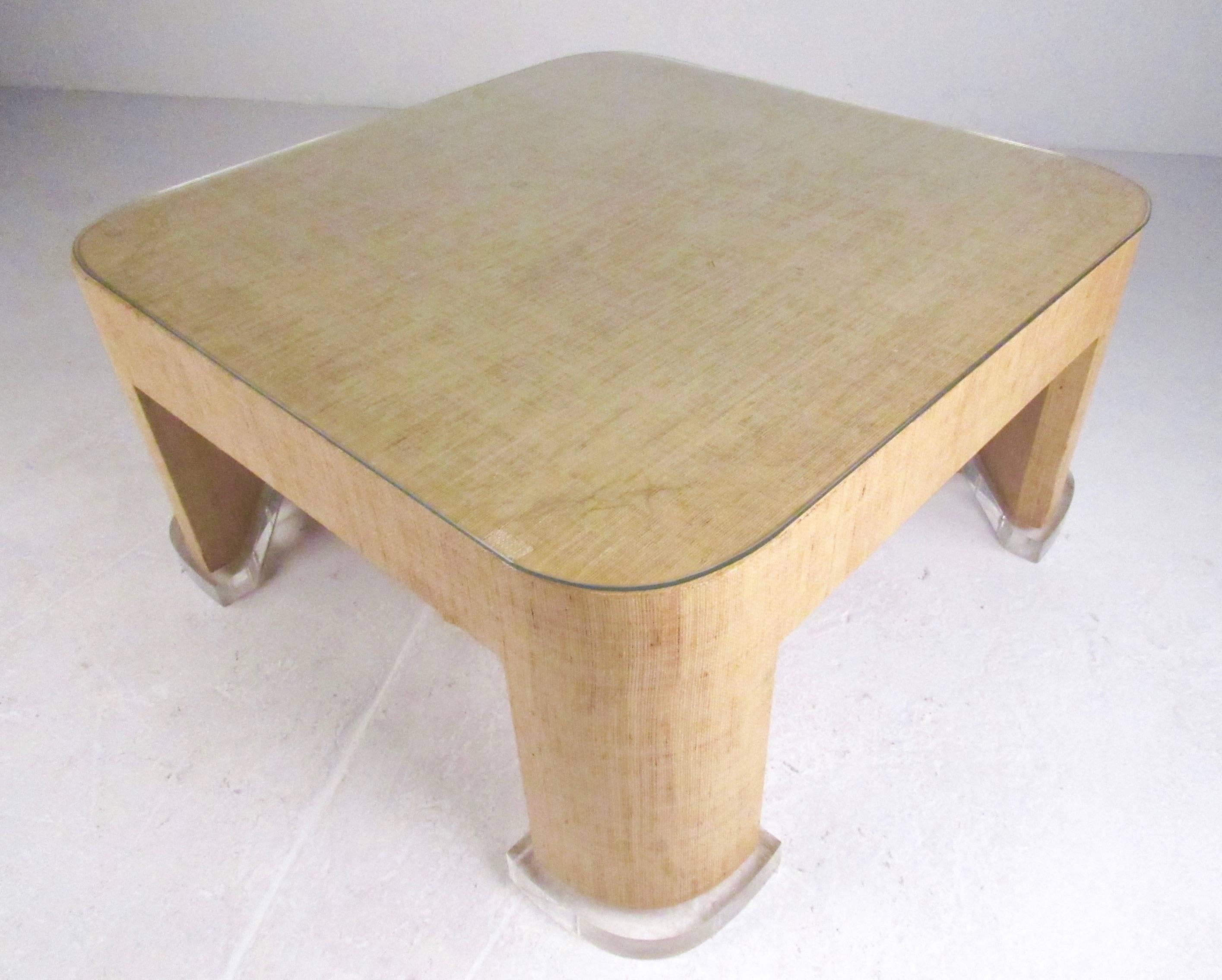grasscloth end table