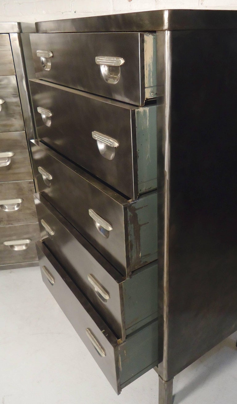 Pair of Tall Metal Dressers Restored For Sale at 1stdibs