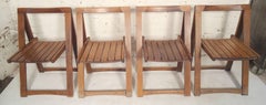 Set of Four Slat Folding Chairs
