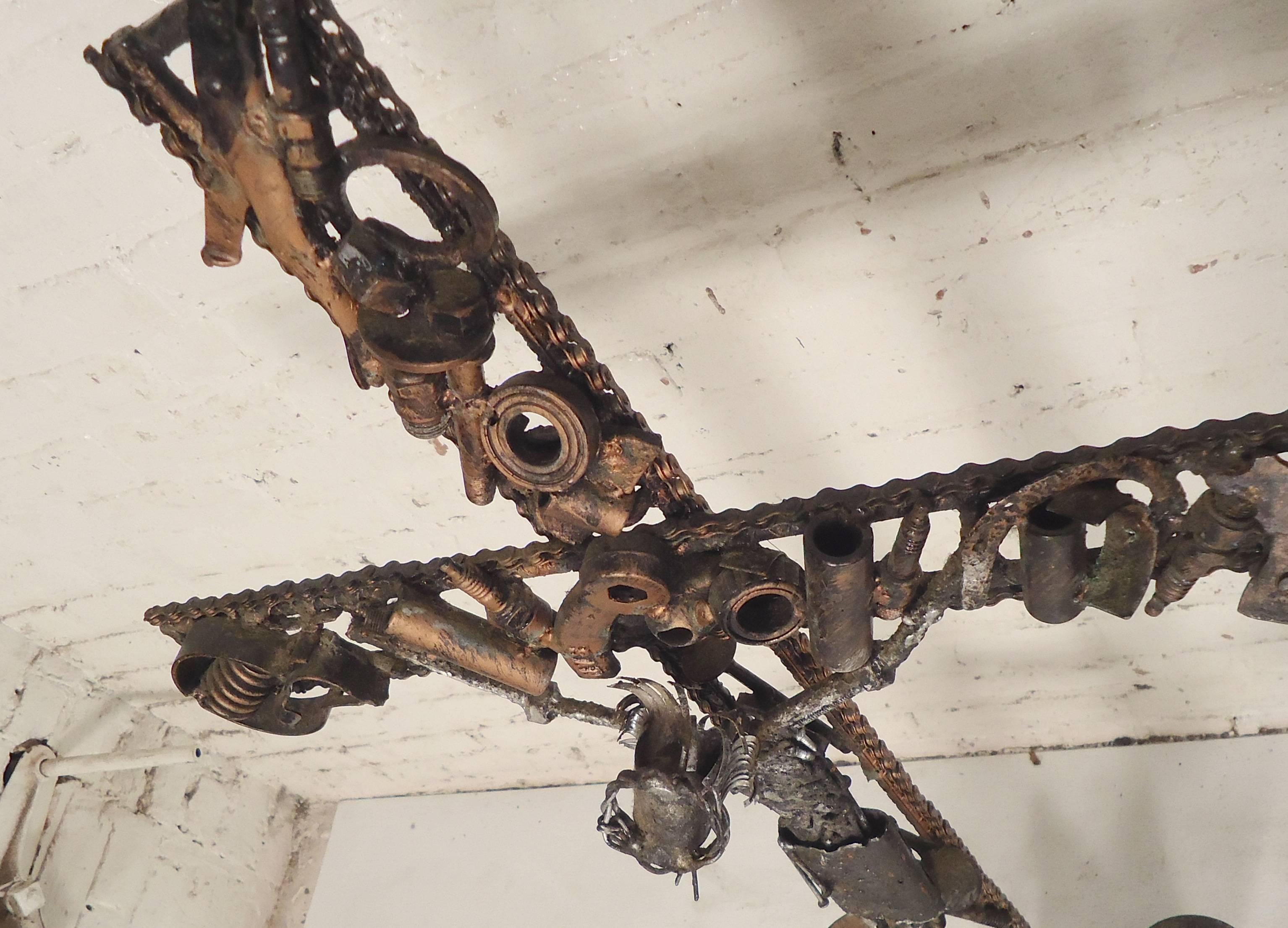 Industrial Style Cross with Candleholders In Good Condition For Sale In Brooklyn, NY