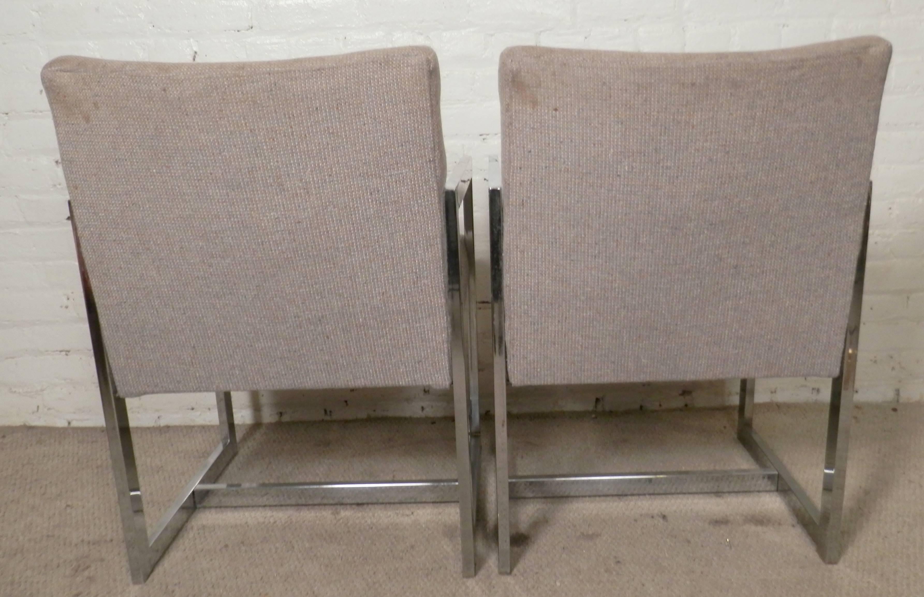 Mid-20th Century Pair of Chrome Armchairs