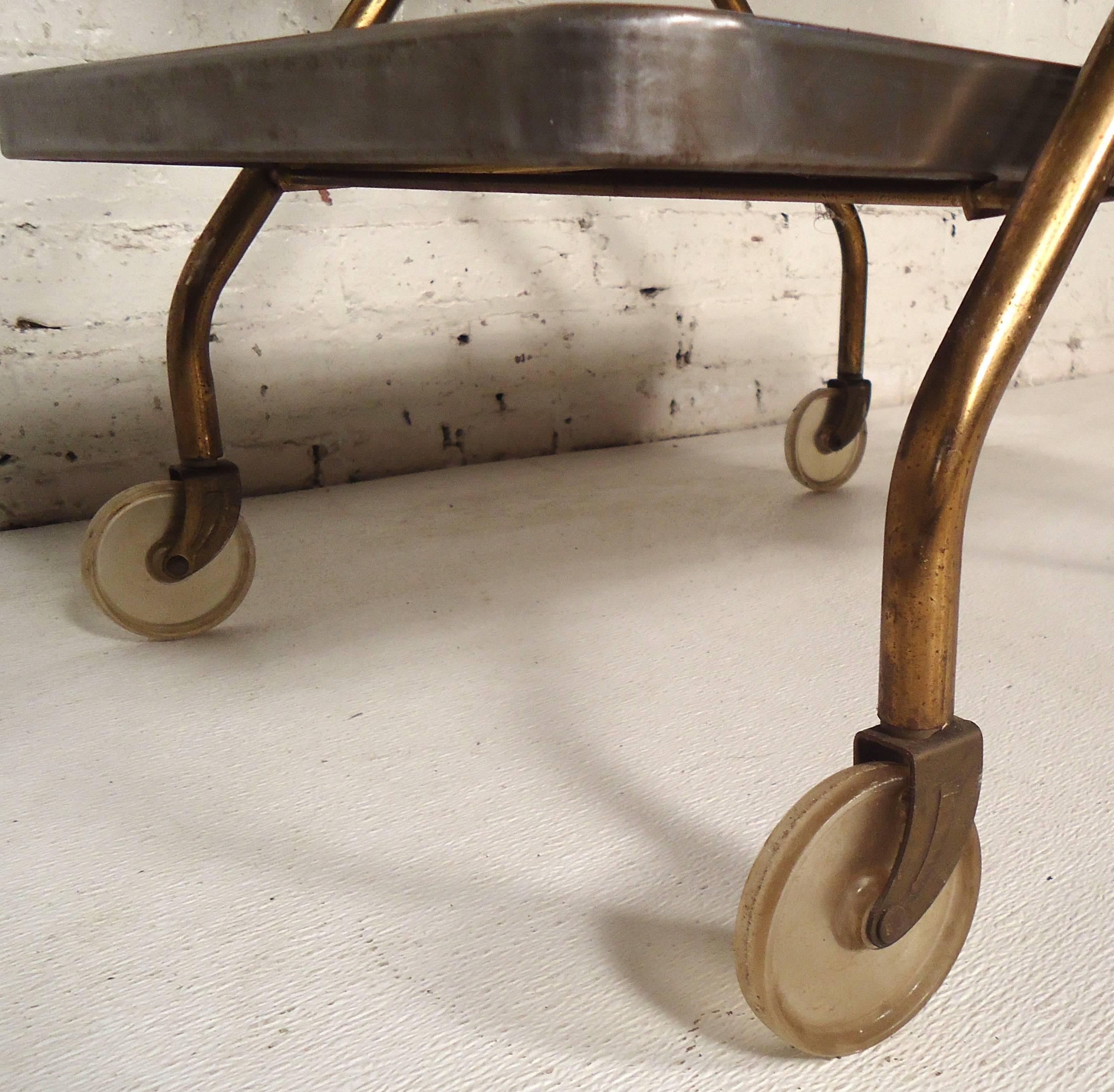 Mid-20th Century Restored Metal Rolling Cart