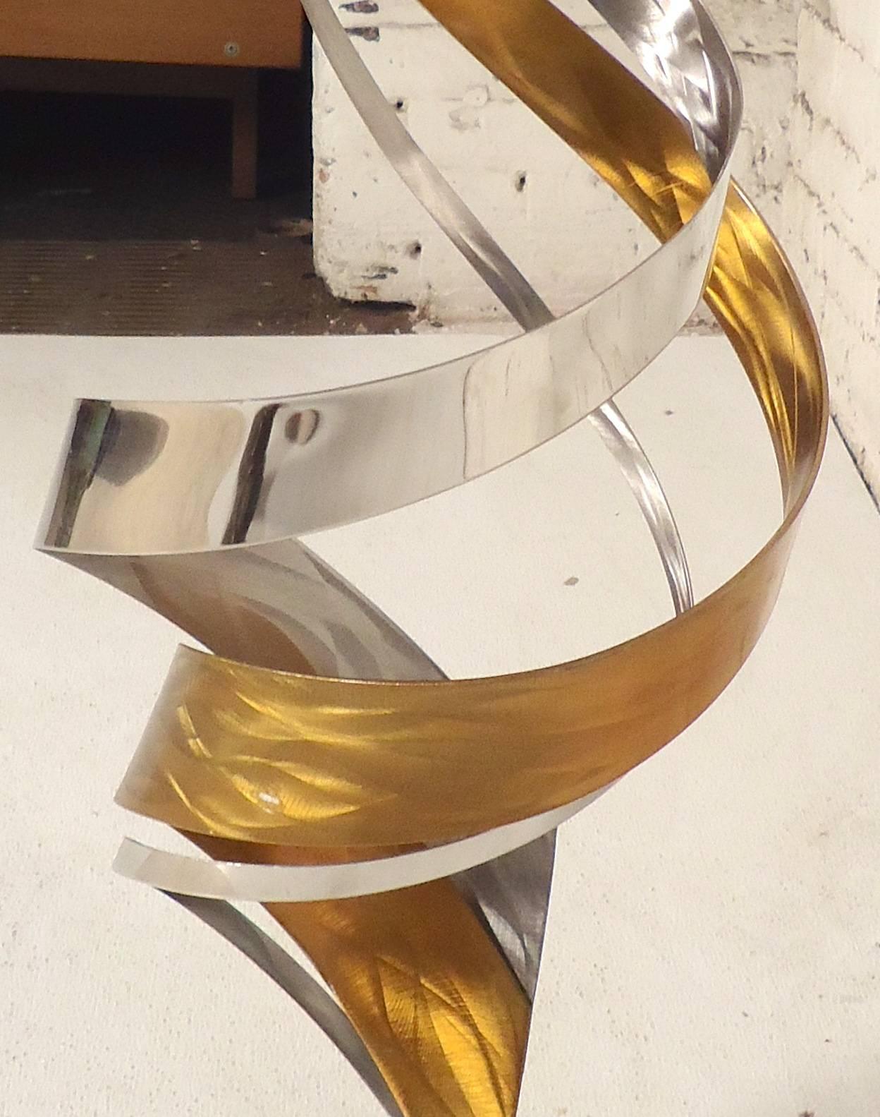 20th Century Decorative Brass and Chrome Swirl Sculpture