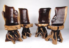 Stylish Rustic Live Edge Game Table with Chairs