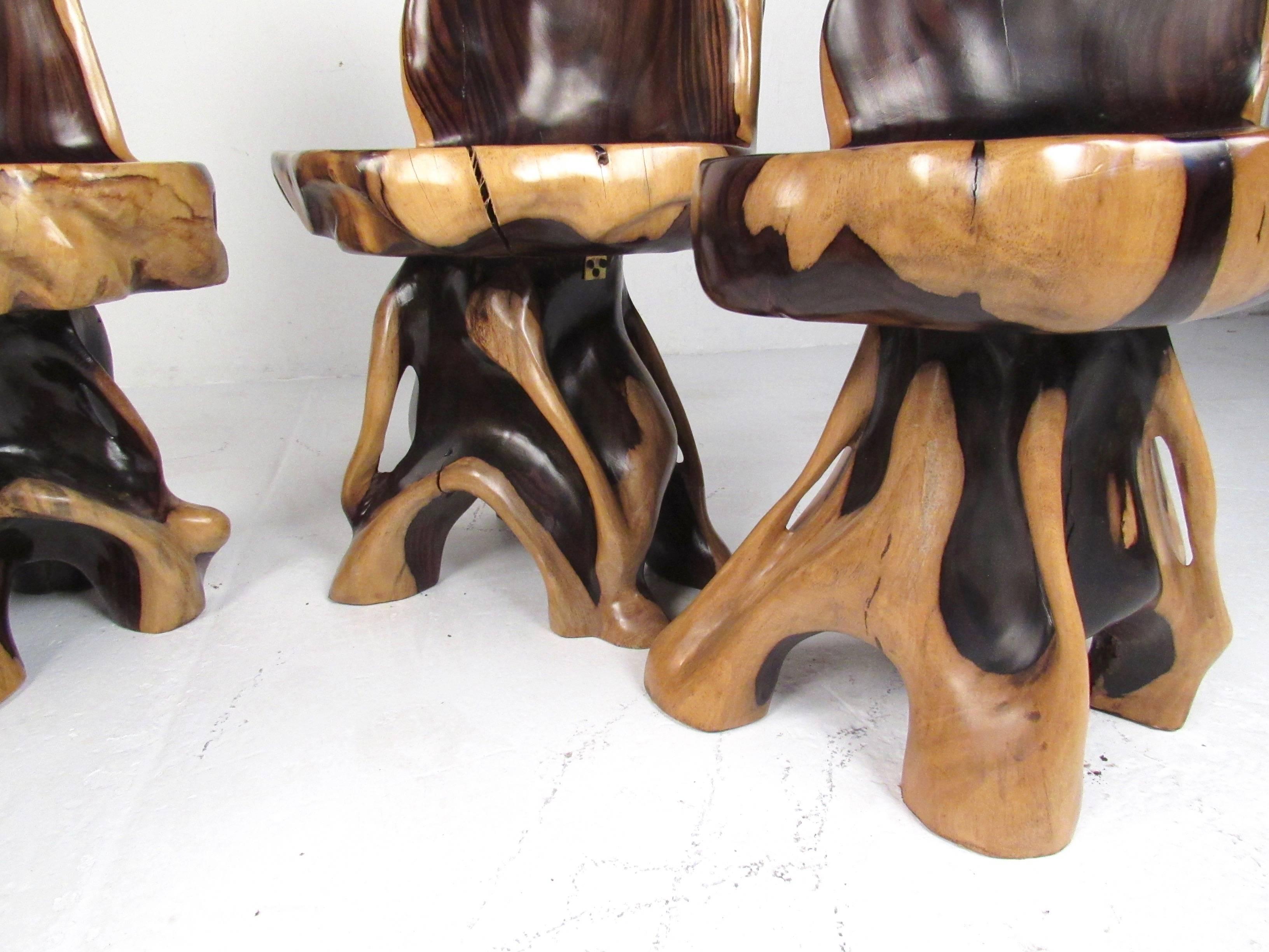 Stylish Rustic Live Edge Game Table with Chairs In Good Condition In Brooklyn, NY