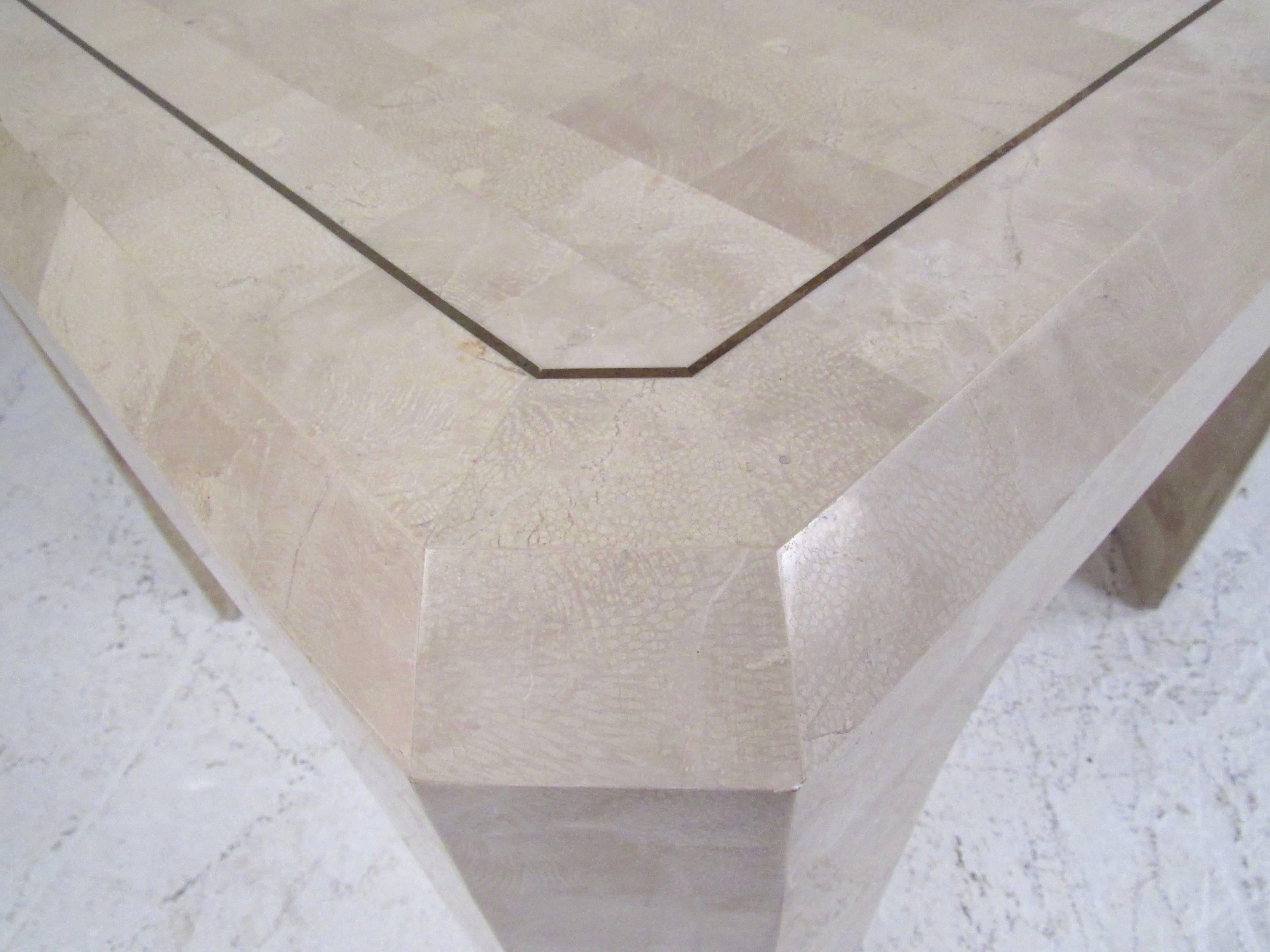20th Century Pair of Tessellated Stone Lamp Tables in the Style of Maitland Smith