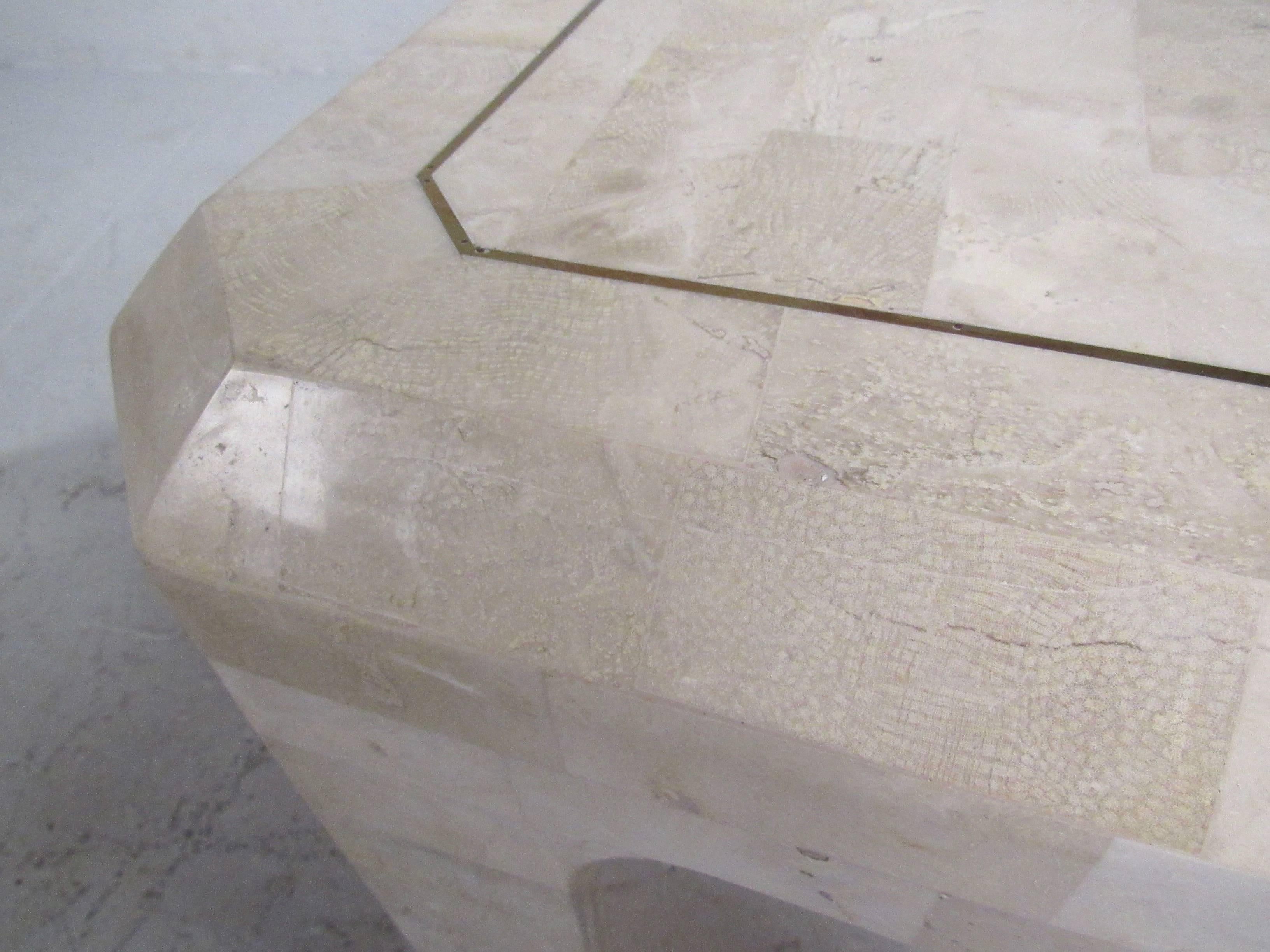 Pair of Tessellated Stone Lamp Tables in the Style of Maitland Smith 2