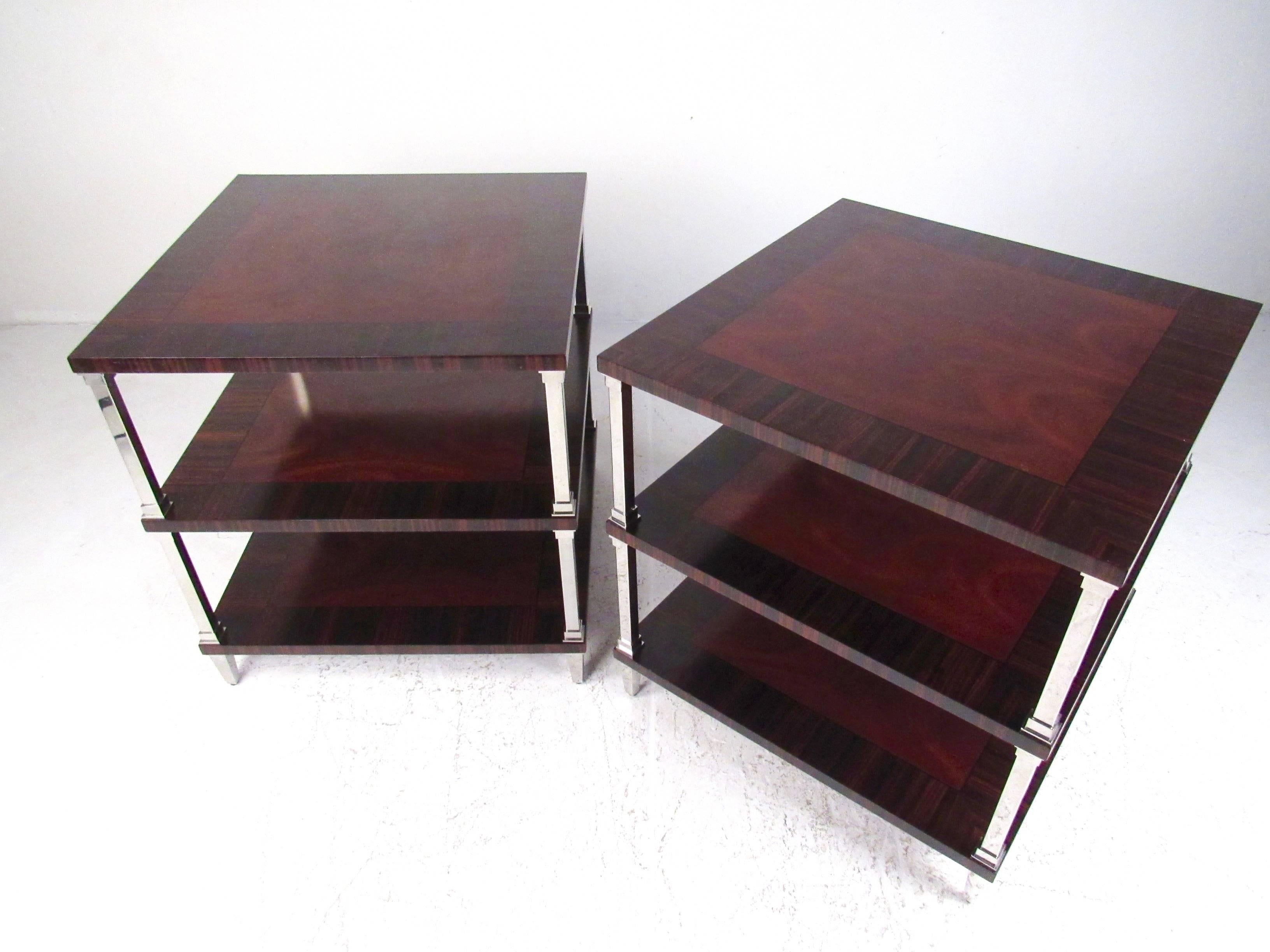 Modern Pair of Regency Style Two-Tier End Tables