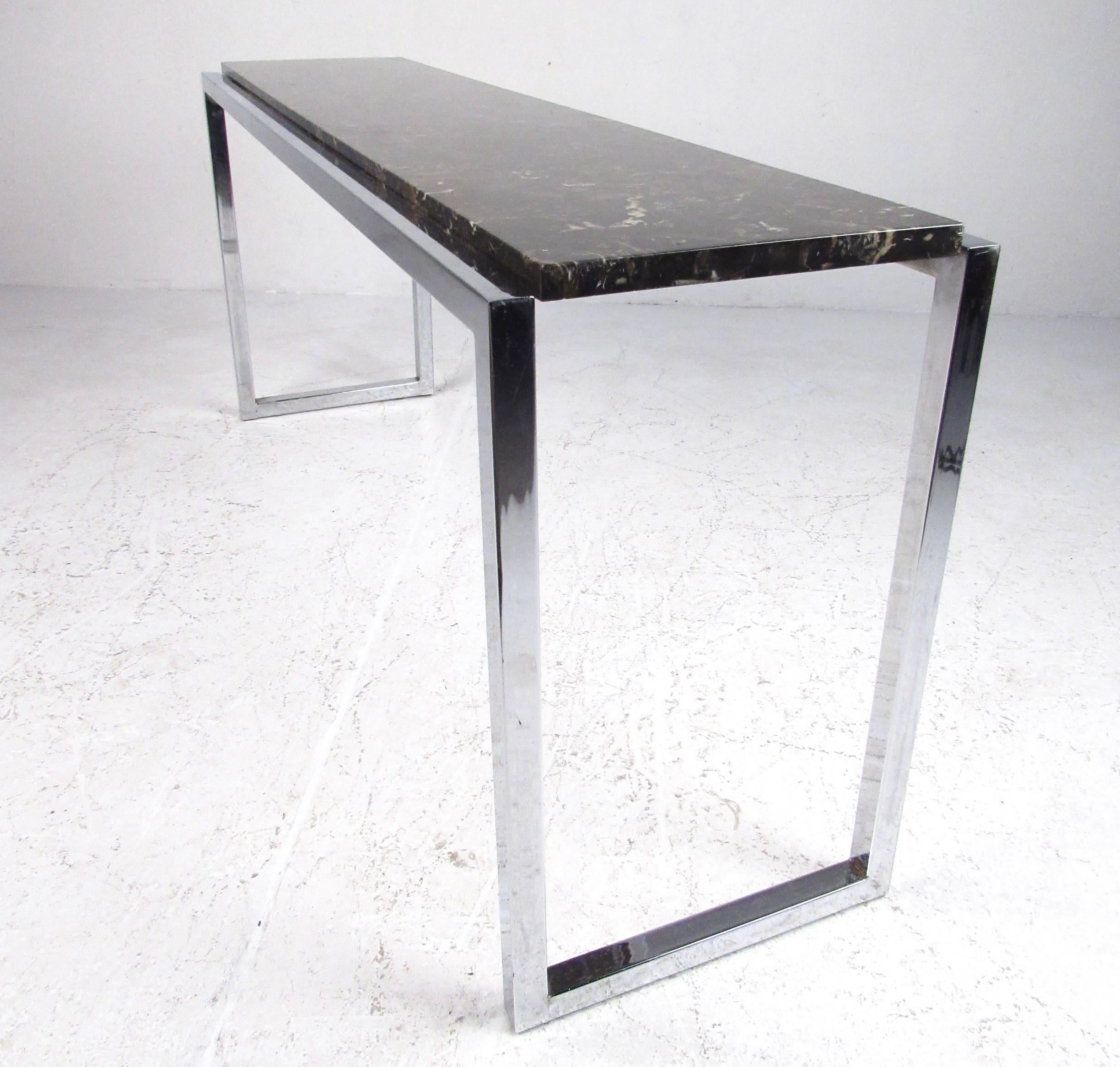 chrome and marble console table