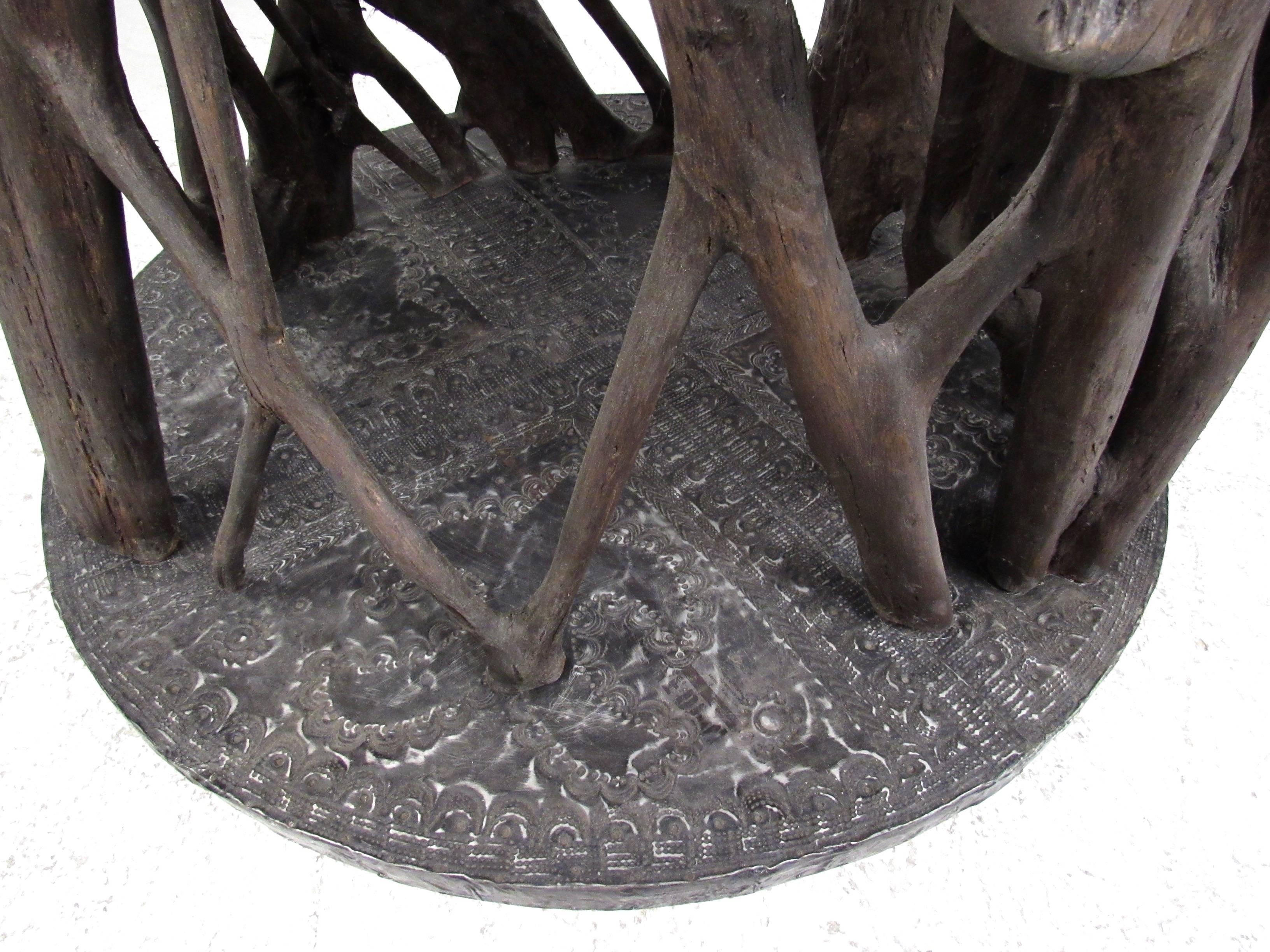 Unique Tribal Style Hand-Carved Tree Trunk Sculpture In Good Condition In Brooklyn, NY