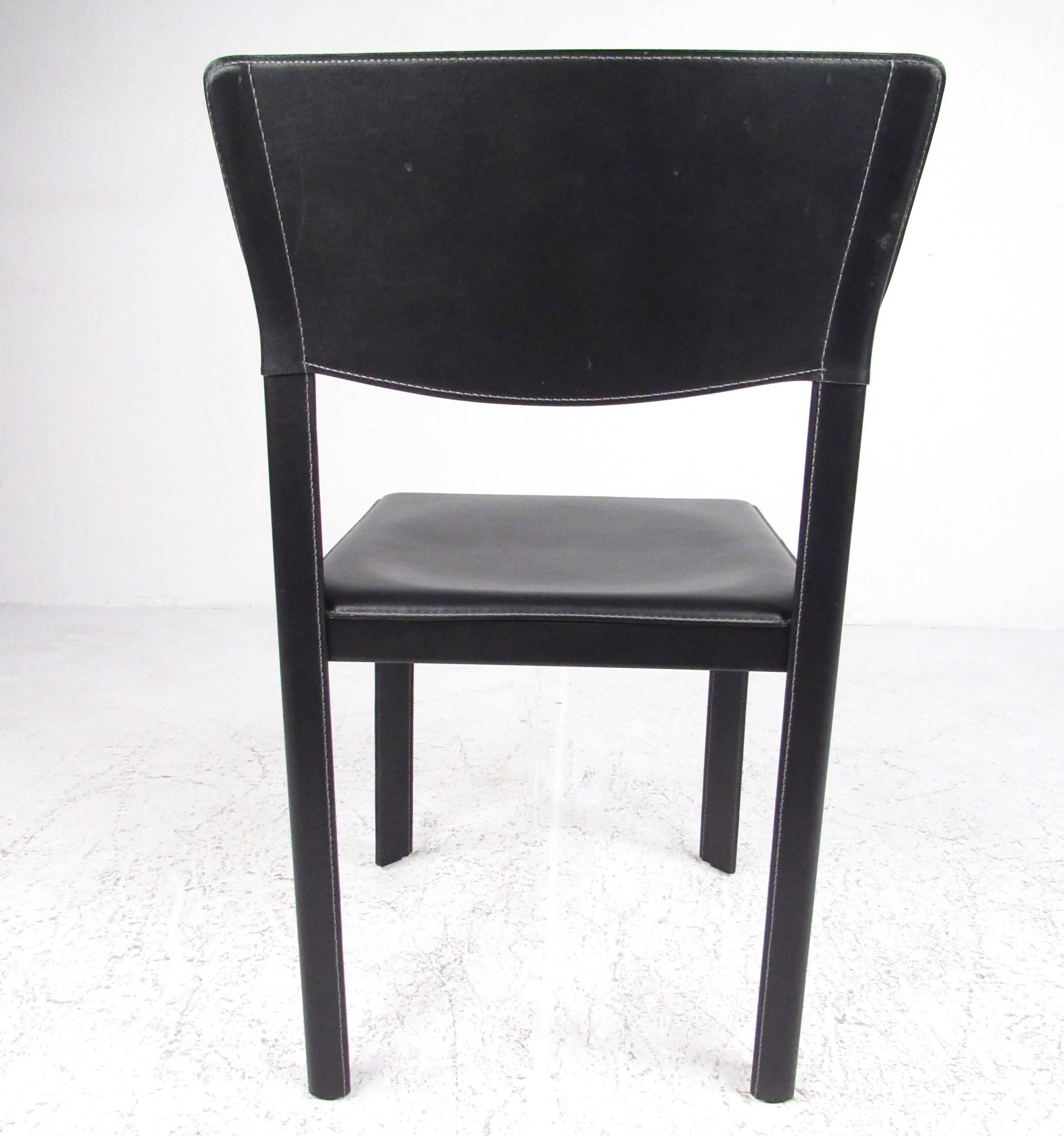 20th Century Set of Italian Modern Leather Dining Room Chairs For Sale