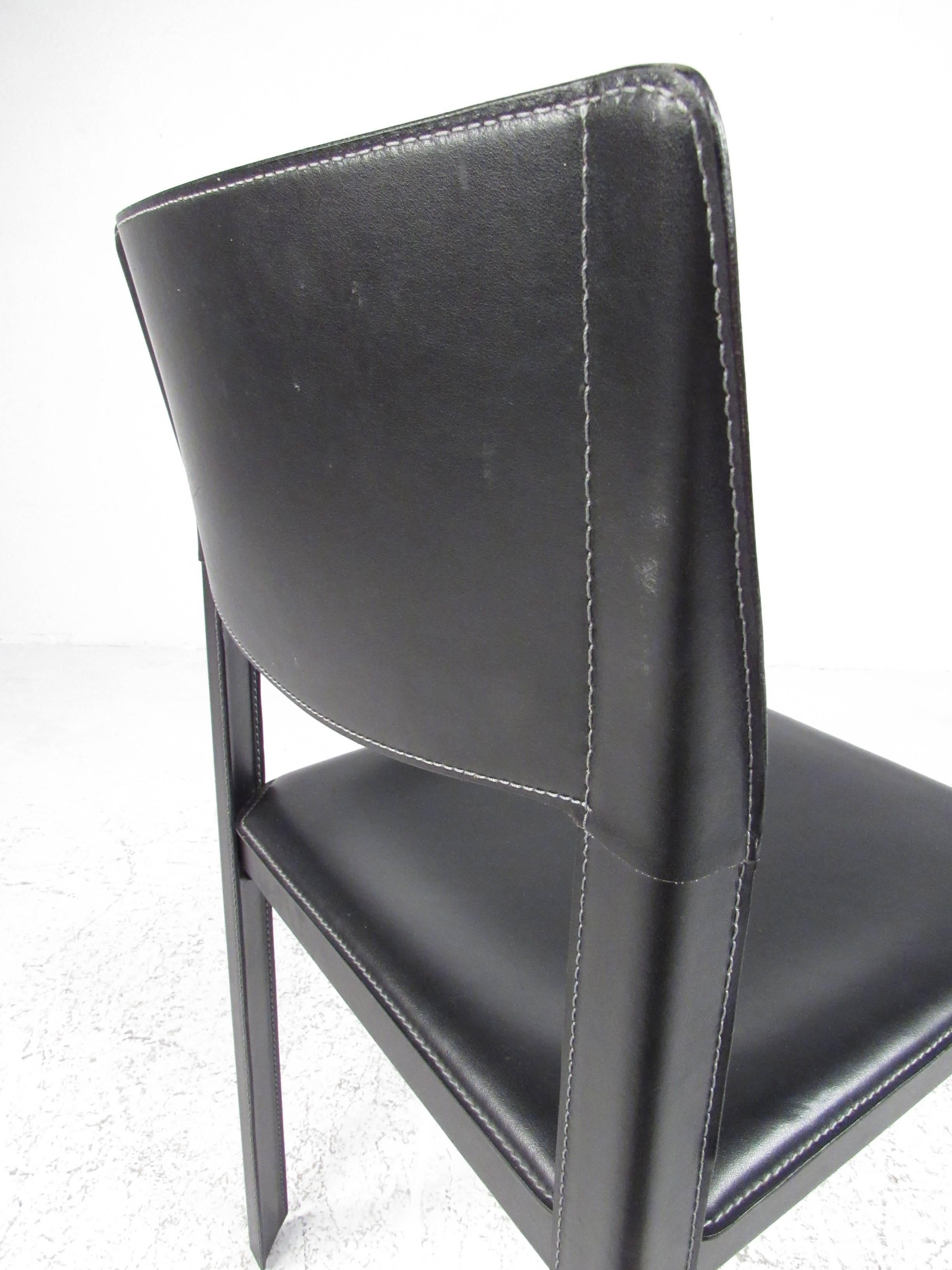Set of Italian Modern Leather Dining Room Chairs For Sale 4