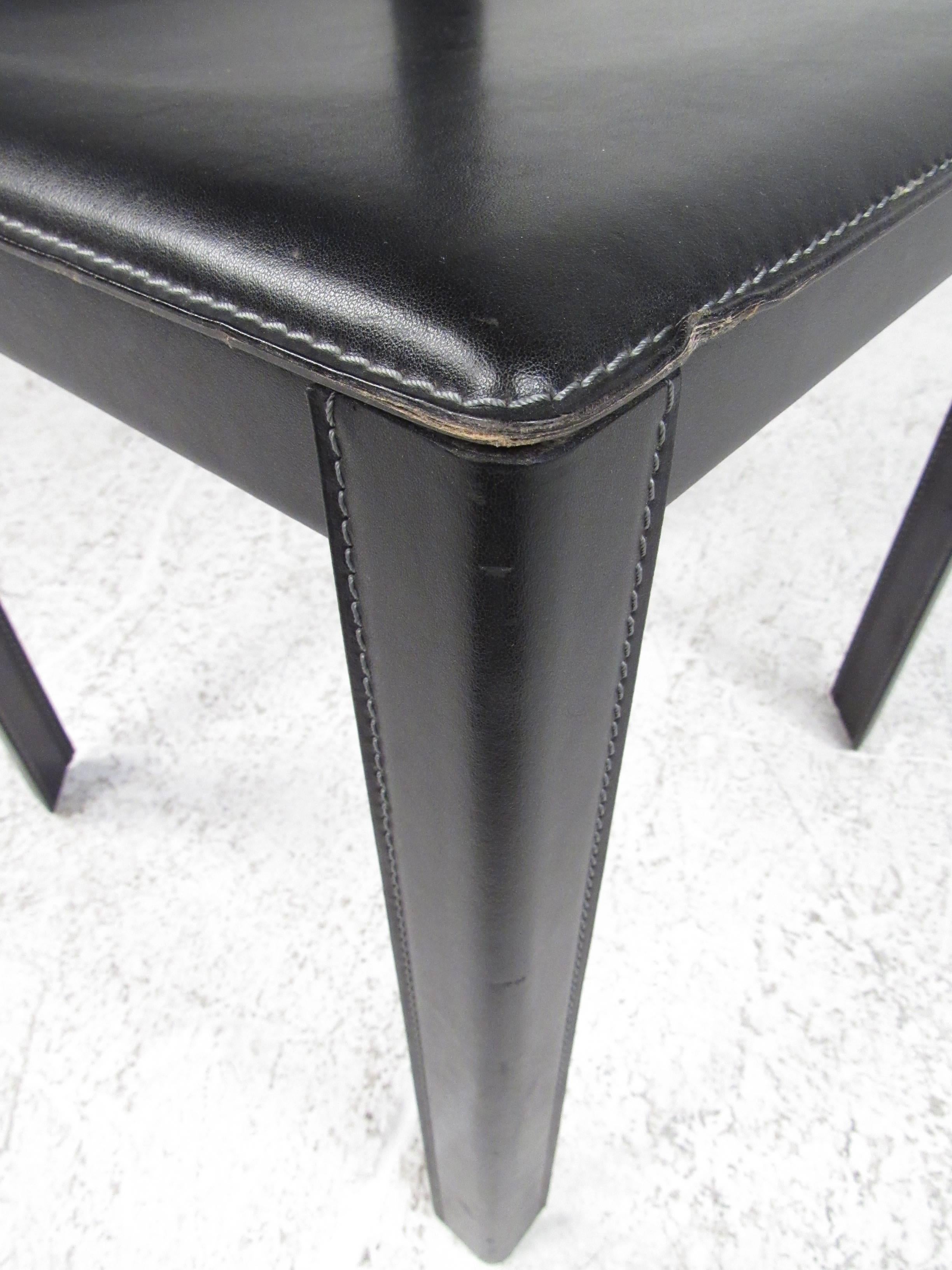 Set of Italian Modern Leather Dining Room Chairs For Sale 2
