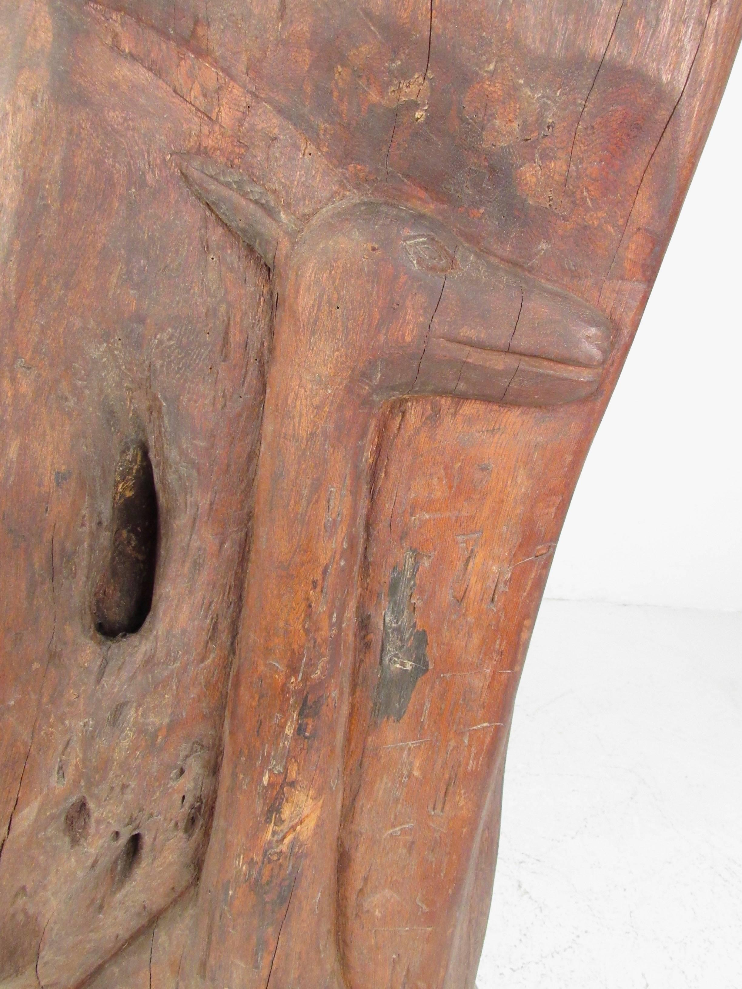 Impressive Sculpted Live Edge Tree Trunk African Tribal Art In Good Condition For Sale In Brooklyn, NY